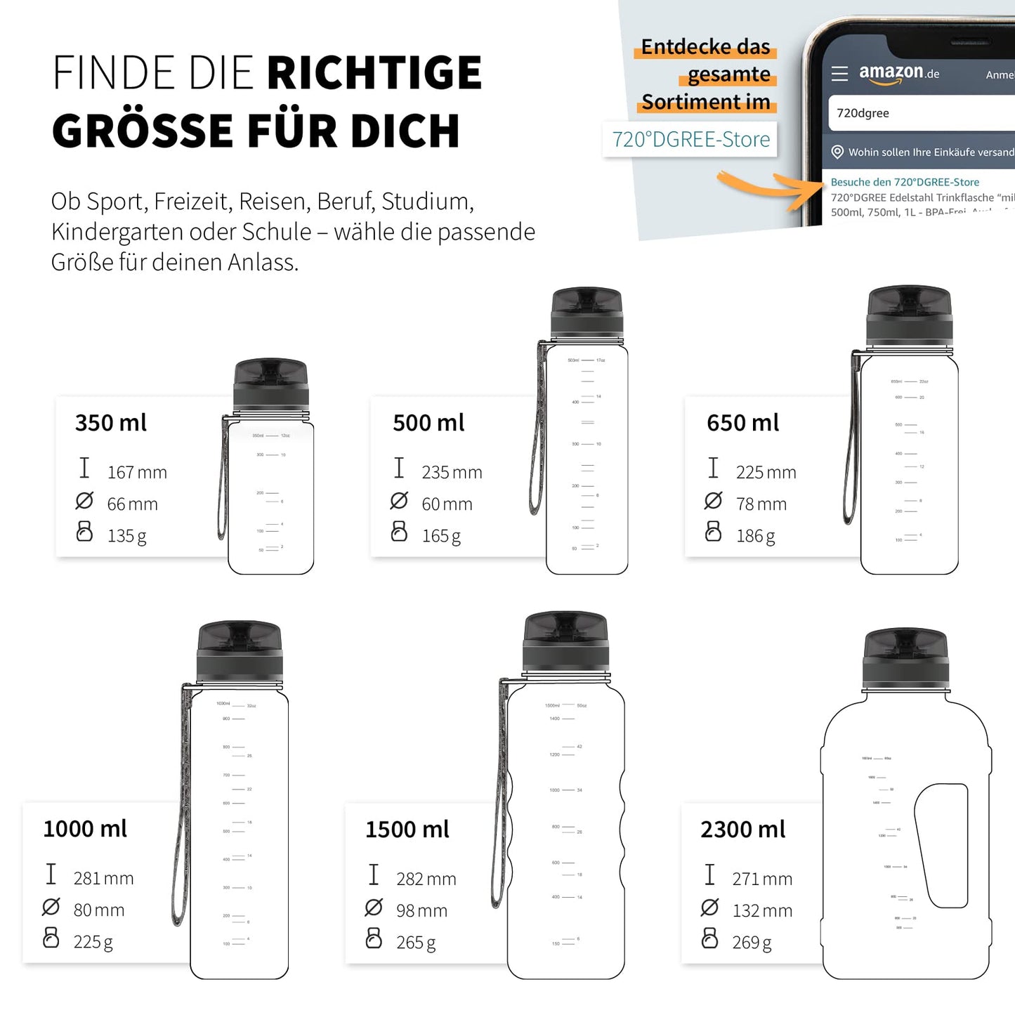 720°DGREE Bottle 1.5l "uberBottle" softTouch + Fruit Infuser - BPA-Free - Water Bottle for Gym, Fitness, Outdoor, Hiking - XL Tritan Sports Bottle: Large, Lightweight, Impact Resistant, Reusable