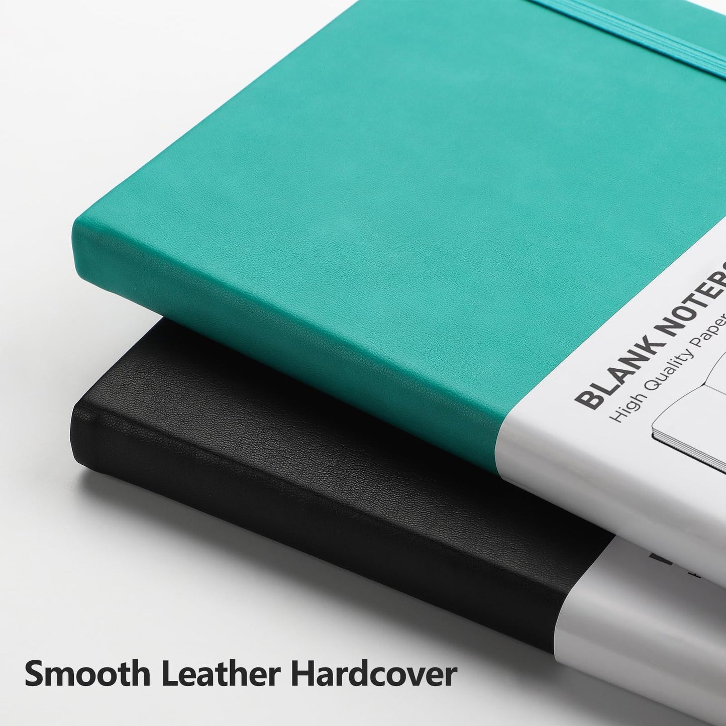 RETACY Notebook A5 Blank 2 Pack - 384 pages Unlined Notebooks with 100gsm Blank Paper, Pen Loop, Inner Pocket, for Sketching School Women Men 14.5 x 21cm-Cyan