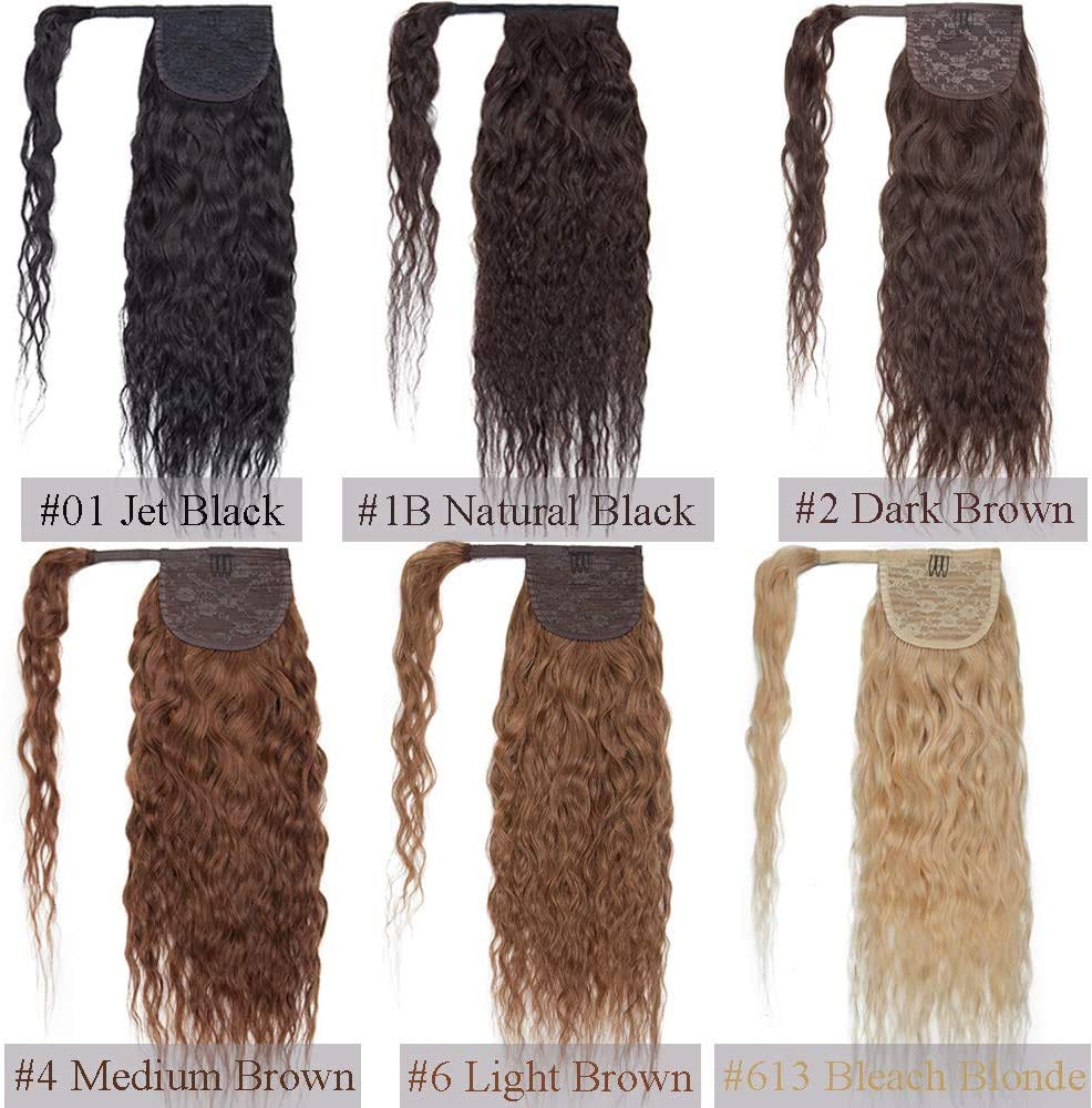 SEGO Clip-in ponytail extensions made of real hair. Curly wavy hairpiece for women. 14" (35cm) long and 80g in black #1-1.