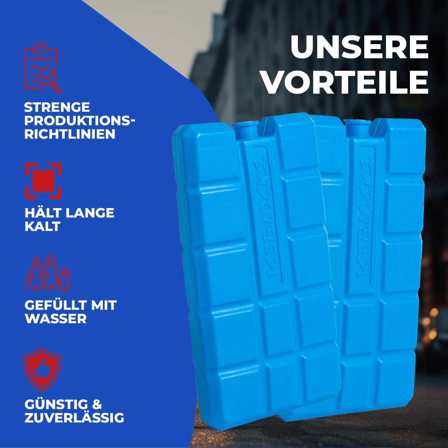 Take 96 pieces of cooling elements each with 200 ml for cooler bags or cool boxes up to 12 hours of cooling.