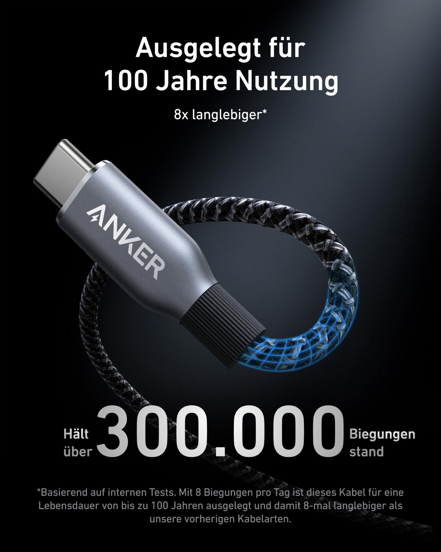 Anchor Prime USB C to USB C cable, 240W 90cm fast charging cable USB C, Upcycled nylon in braided design, 100 years durability, USB 2.0 cable for iPhone 16/16 Pro/16 Pro Max/16 Plus, MacBook, Galaxy S24
