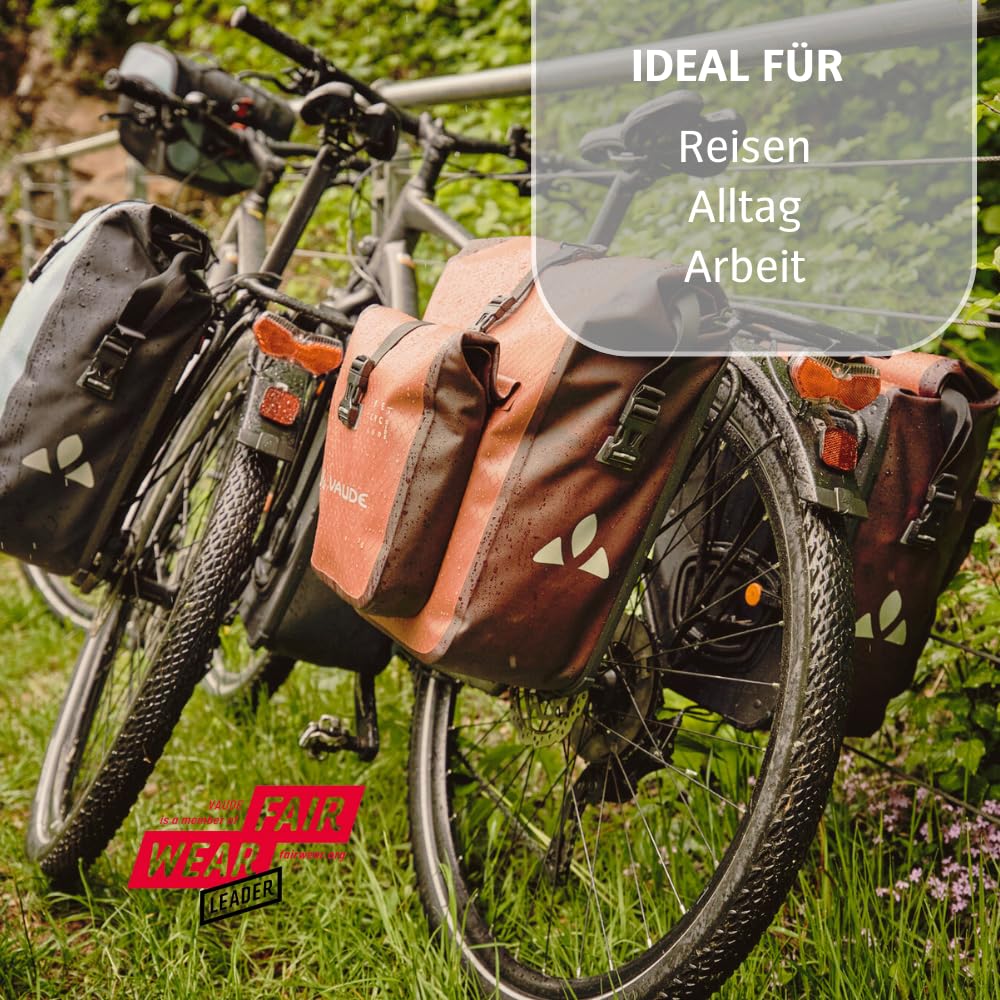 VAUDE Bike bags for rear carrier Aqua Back Plus, 2 x rear bags waterproof, 51 liters total volume, bicycle rear rack bag, easy attachment - Made in Germany