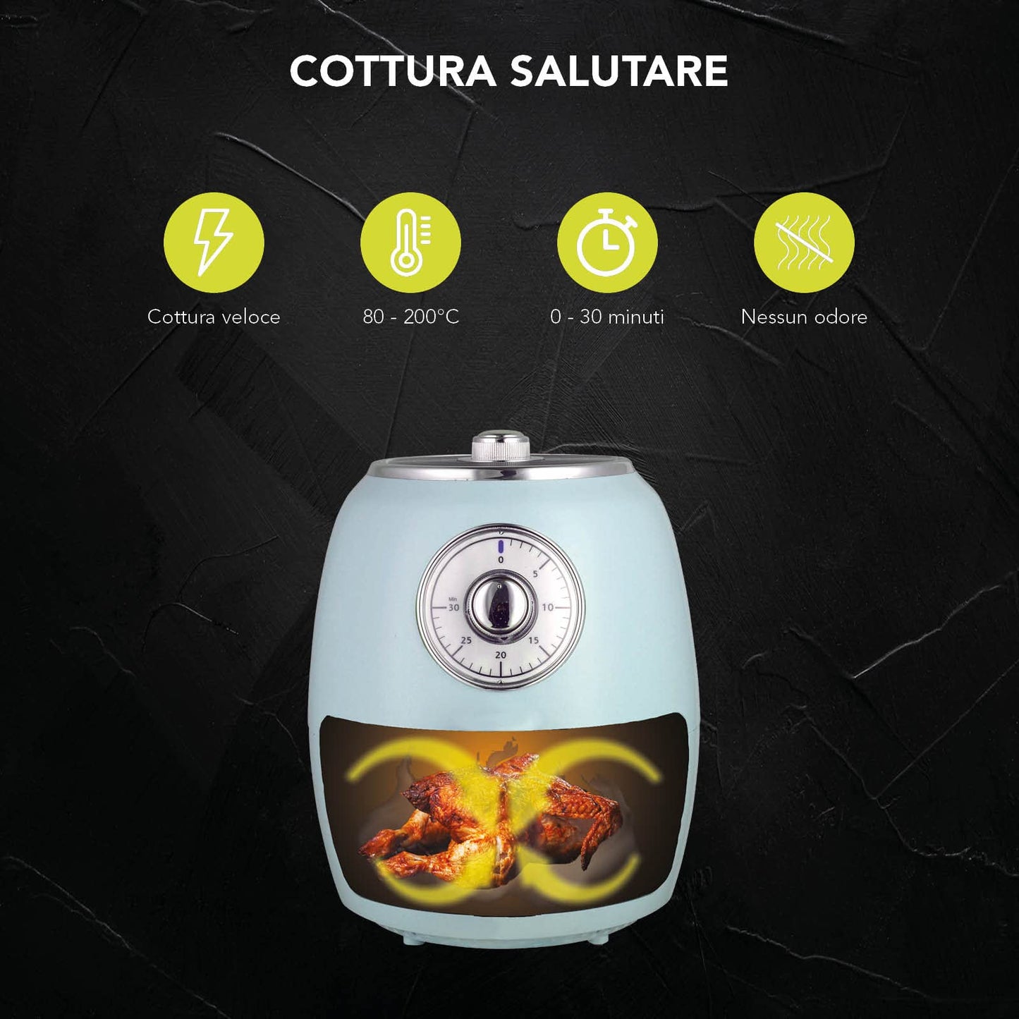 Improve IMPFR2510 Retro Hot Air Fryer Oil Free 2.5L 1500W 200°C 30 Minute Timer