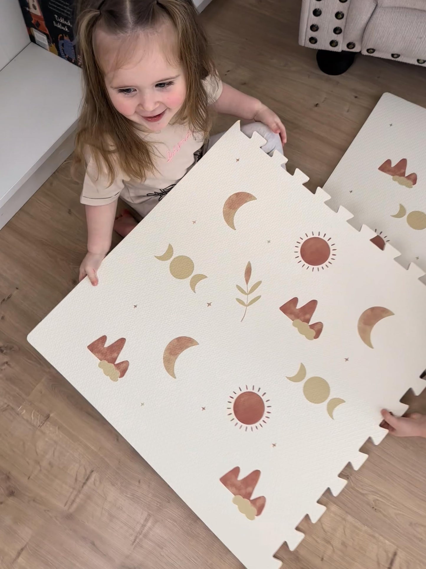 LITTLE LEMON - Stylish Play Mat Moon | Extra Large Puzzle Mat 180x120 cm | XL Pieces 62 cm | BPA and Toxin-Free Baby Crawling Mat