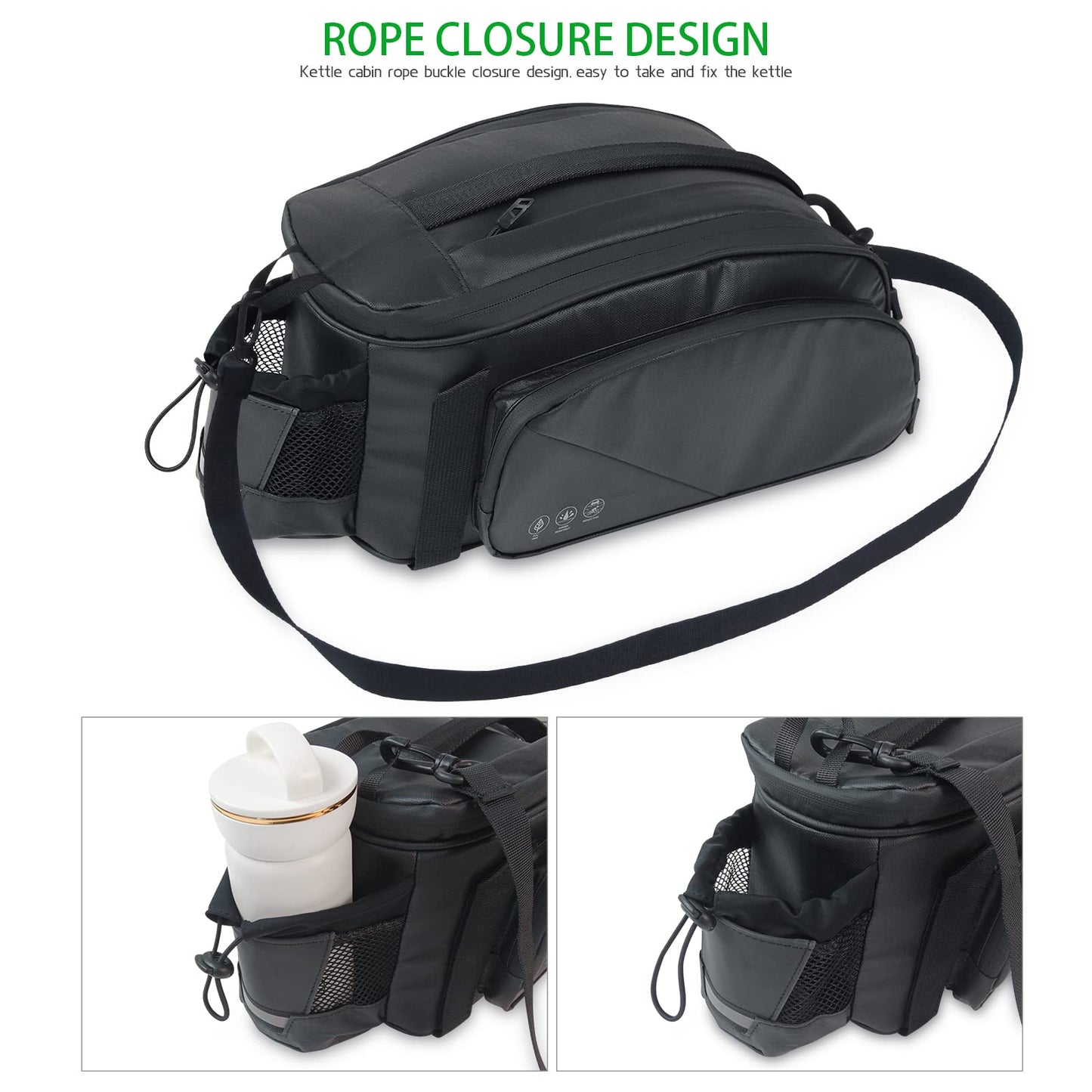 HOMPER bike bags for luggage carrier Reflective luggage rack bag Multifunctional rear luggage bag rear seat bag, 11L