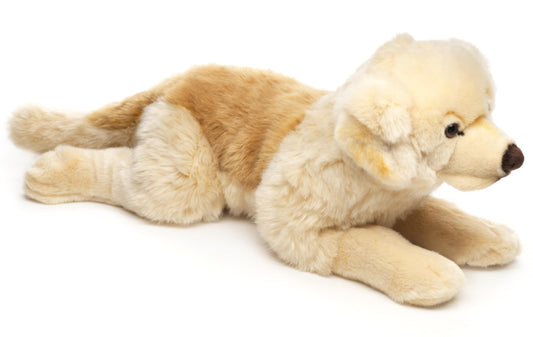 Uni-Toys - Golden Retriever, laying down - Without harness - 60 cm (length) - Plush dog - Stuffed animal, plush toy