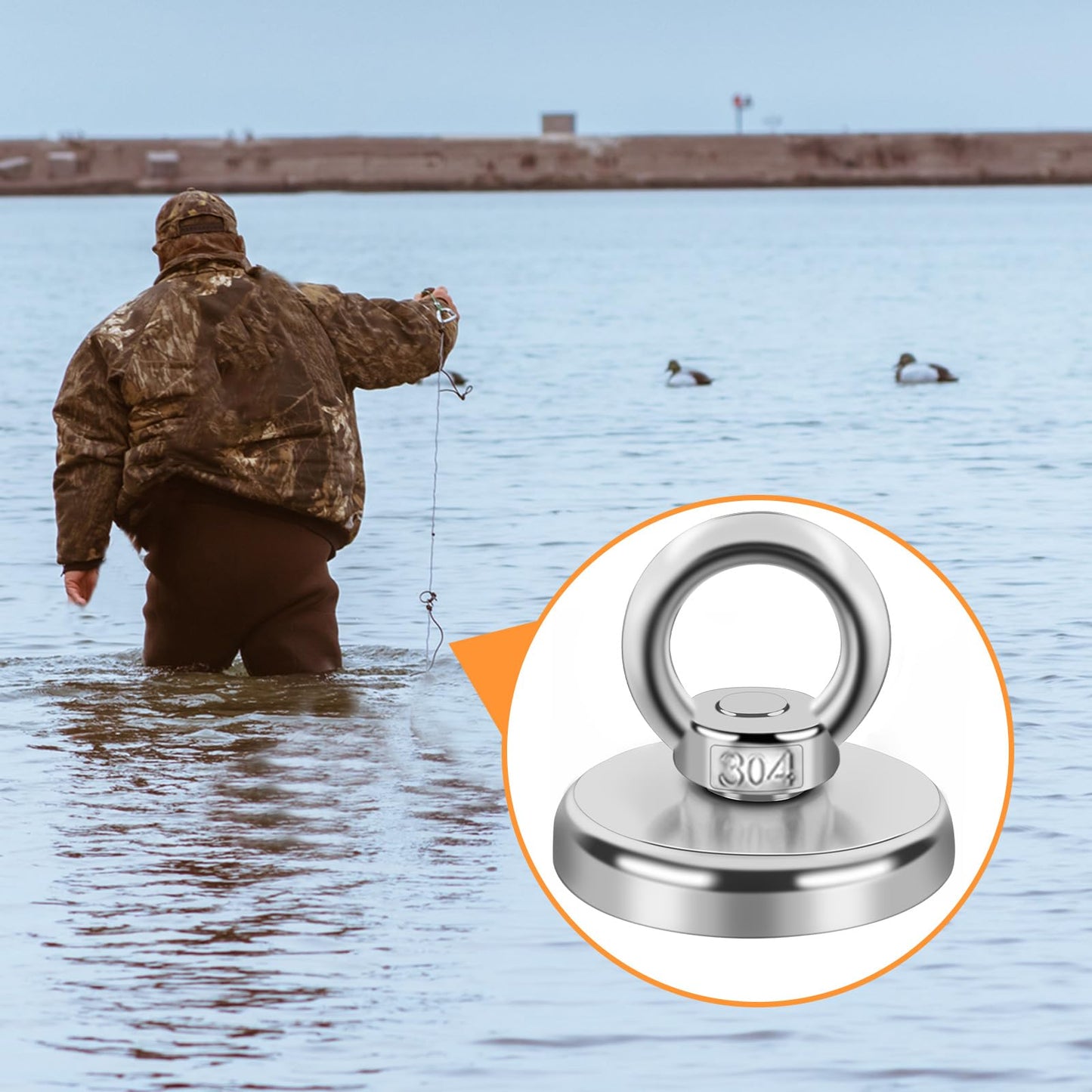 Magnets strong, 80KG Neodymium Magnets Extra Strong Magnet Fishing, Strong Neodymium Eye Magnet Hooks, Neodymium Magnet with Countersunk Eye Bolt for Workshop, Pond Salvage, Cruise 2 Pieces 48mm