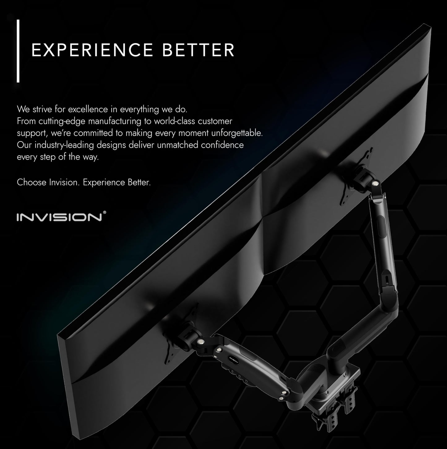 Invision Monitor Mount 2 Monitors for 19-32 inch screens - VESA 75 & 100 mm Desk Clamp - Height Adjustable Tilt Swivel and Rotate - Increased load capacity of 2-9 kg (MX400)