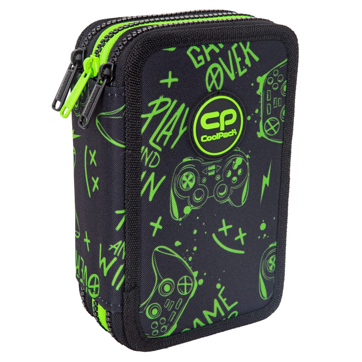 CoolPack XXL pencil case 3-Fold school pencil case, triple pencil case, pencil case for girls, boys, 44-piece filled student case 3-story, Game Night