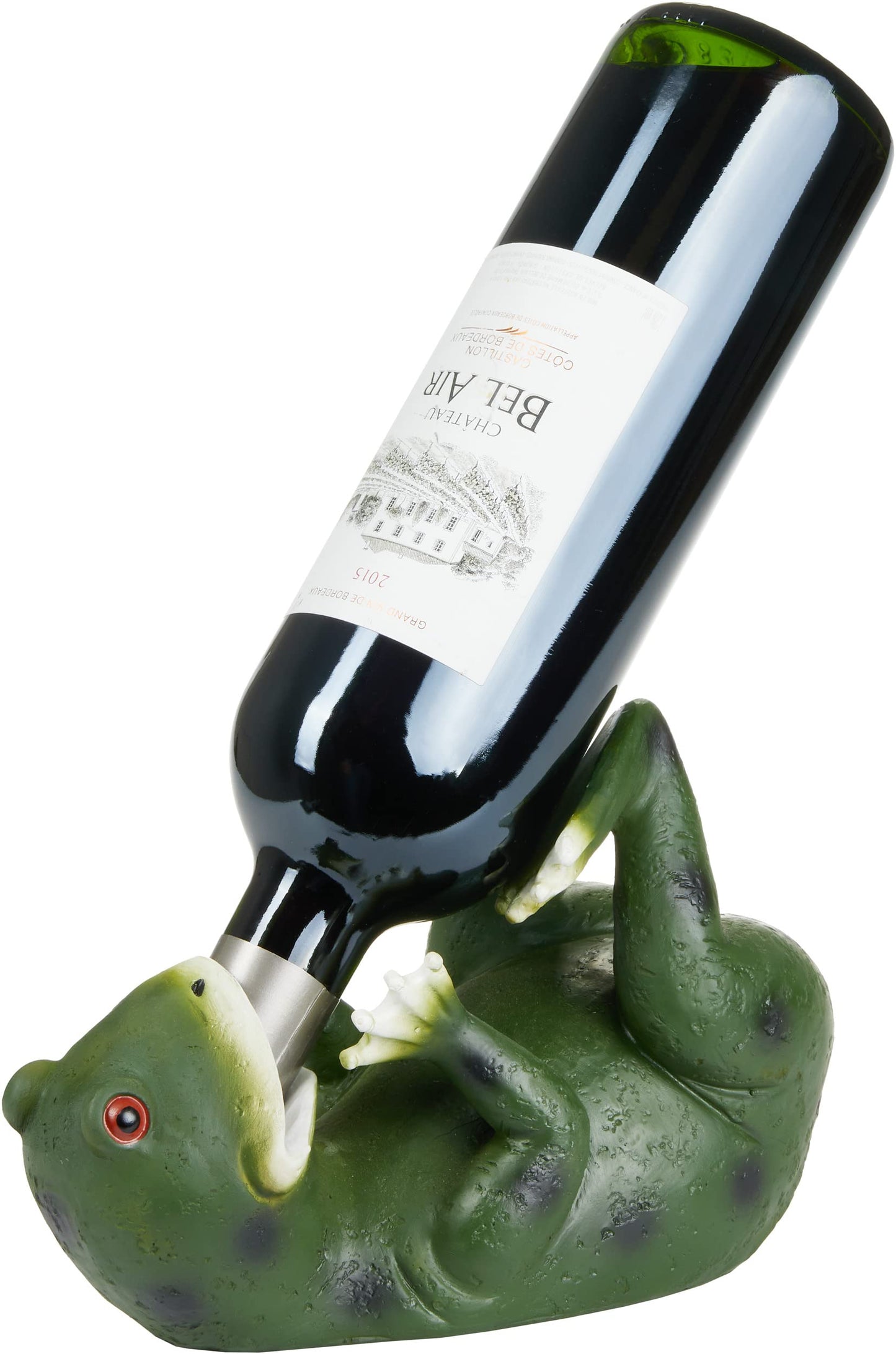 BRUBAKER wine bottle holder Thirsty Frog - Drinking Animals Bottle Holder - Funny Bottle Stand - Hand-painted Decor Figure Bar Wine Accessory for Wine Bar - Witty Decoration - Wine Gift
