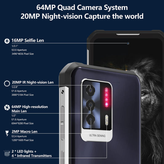 OUKITEL WP17 Outdoor Smartphone, 8300mAh outdoor mobile phone with 128GB + 8GB, 90Hz 6.78" FHD+ display, Helio G95 game chip, 64MP + 20MP camera, 18W fast charging, Android 11, NFC, OTG, dual 4G.