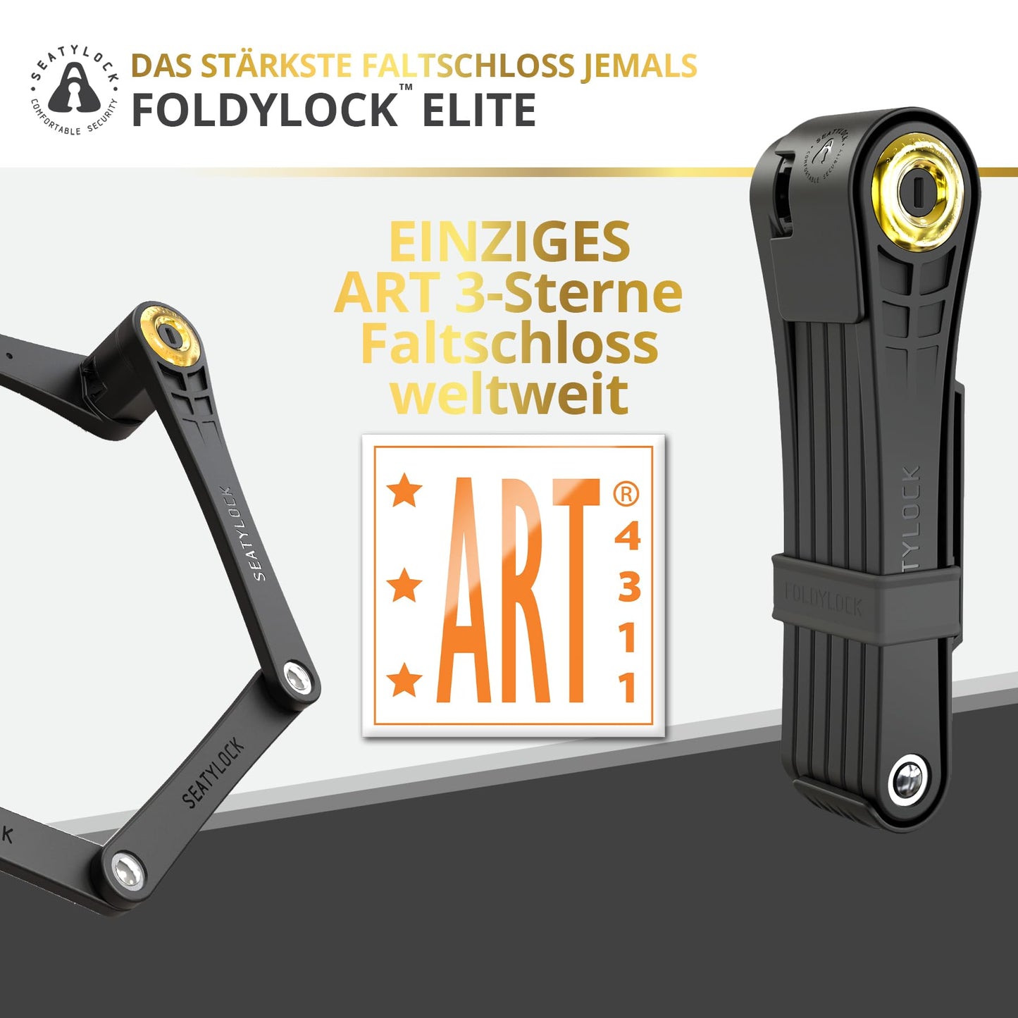 FoldyLock Elite bike lock with key - Patented folding lock with mounting bracket - Sold Secure Gold winner bicycle accessory - High security for city bikes and eBikes - 110 cm