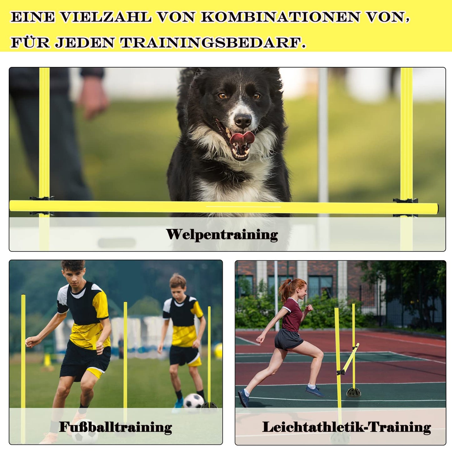 Onward Up Agility Jump Bar Set, training bars for conditioning, coordination hurdles for jumping power, dribbling, and mobility (Yellow)