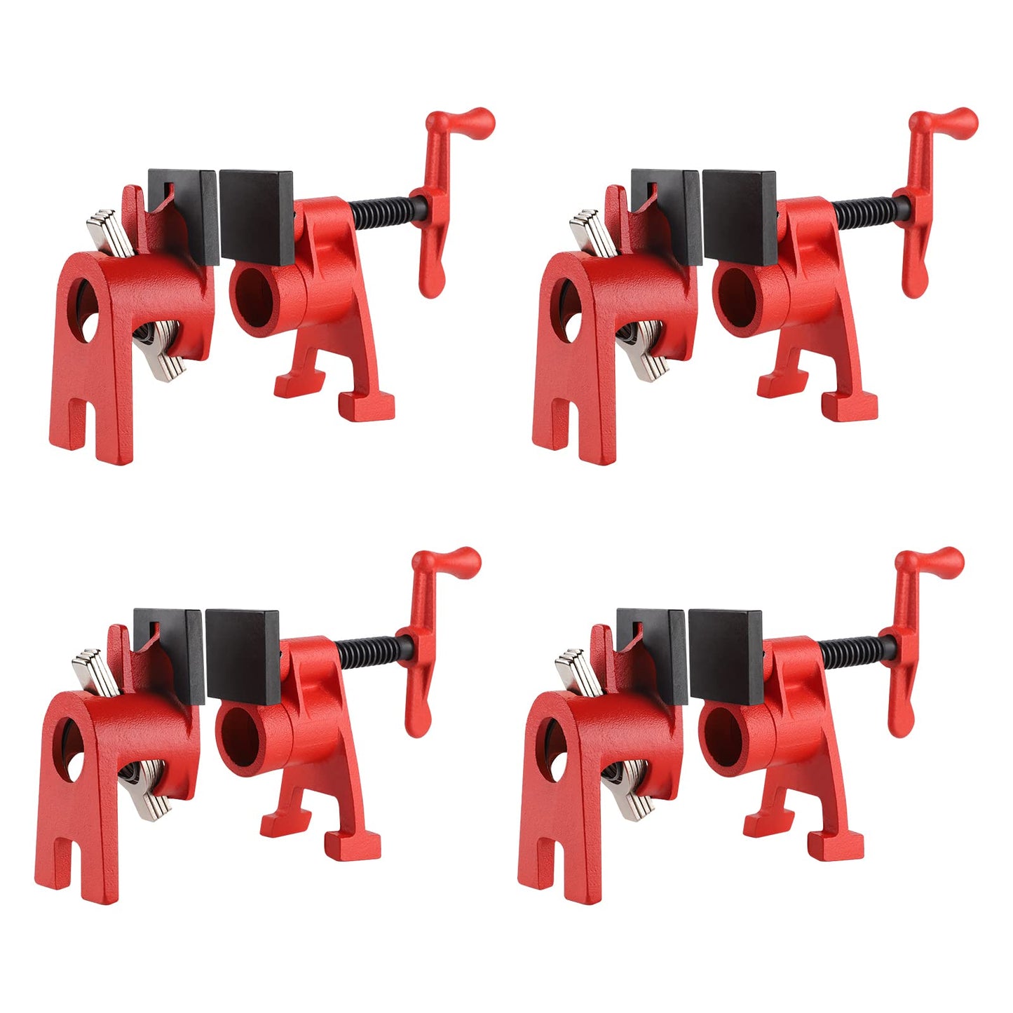 AMIGOB 4 Pcs Pipe Screw Clamp, 3/4 Inch Pipe Clamps with Protective Function, Quick Release Clamp, Hose Clamps, Body Clamp & Wood Clamp Set for Woodworking, Hose, Pipe, Cable (Matte)