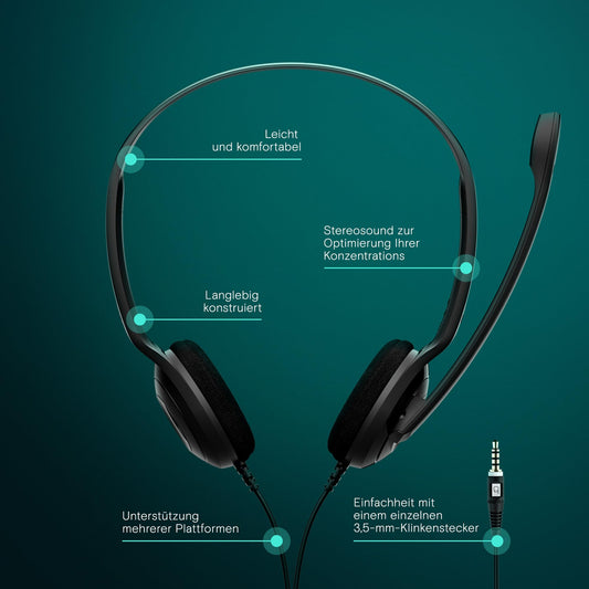 Sennheiser PC 5 CHAT Stereo Headset - lightweight stereo headset, sturdy construction, black.