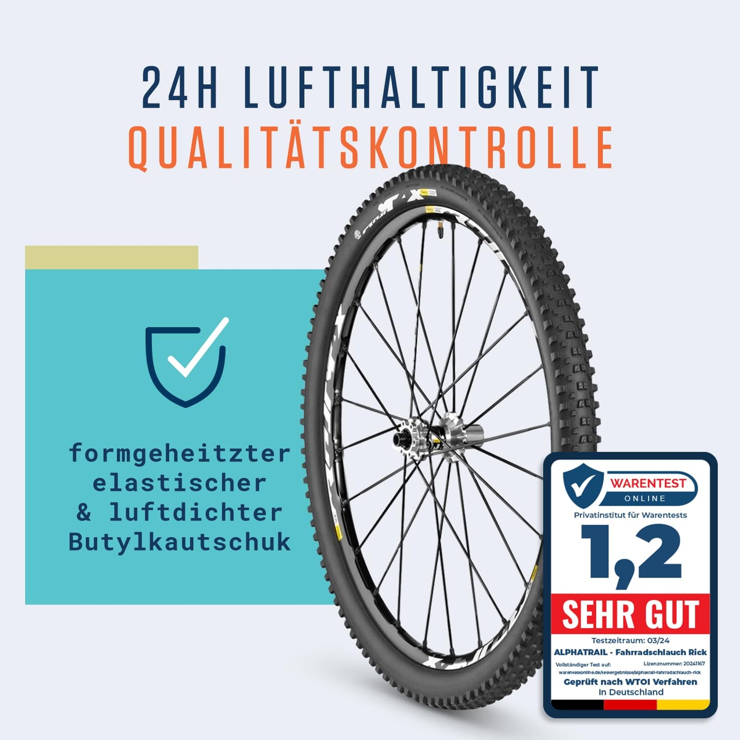 Alphatrail MTB bike tube Rick 27.5 inch SV French Valve 2X Set with mobility guarantee I Compatible with bike tires Schwalbe, Continental, Conti, Maxxis, Onza & Michelin bike tube.