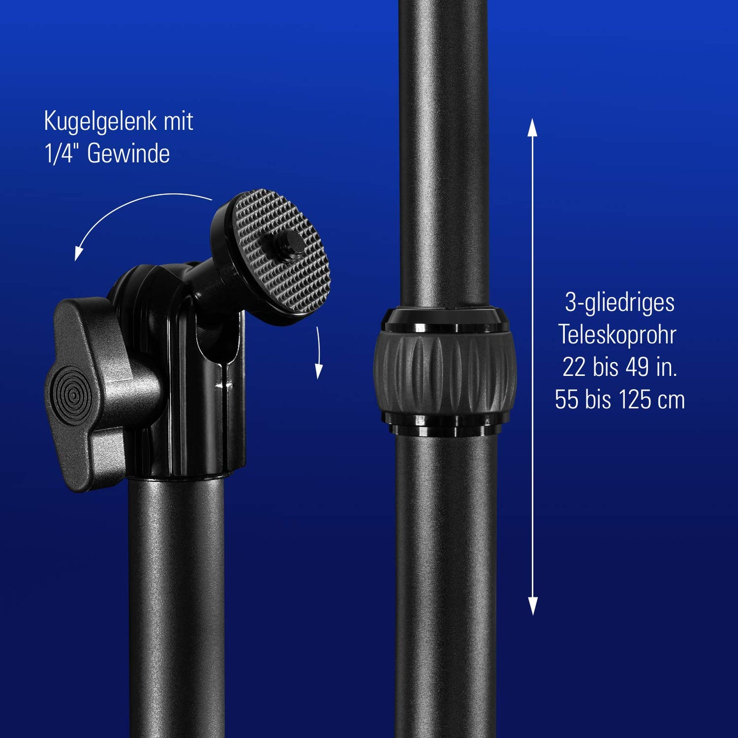 Elgato Master Mount L - Table Clamp with extendable rod up to 125 cm, ¼-inch thread, attach lighting, cameras, and microphones, ideal for streaming, video conferences, and studios.