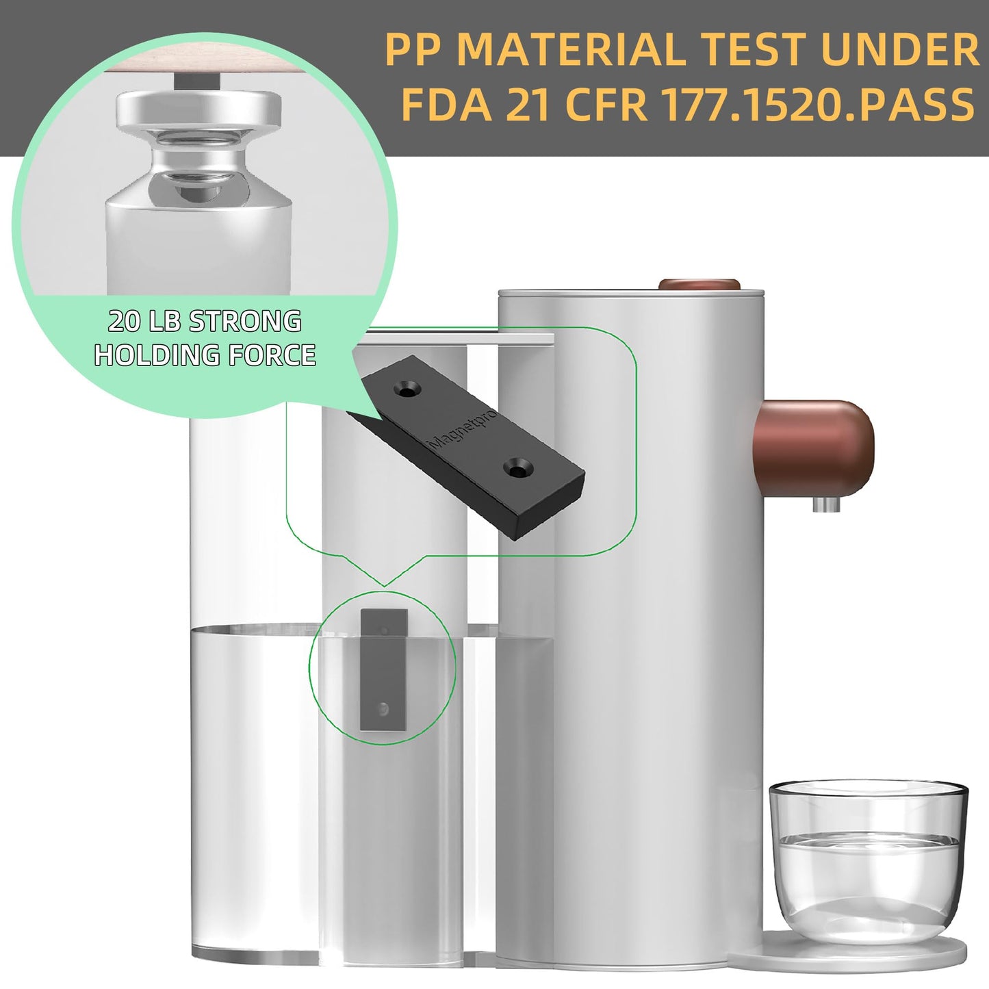 MagneticPro 4 Piece Rectangular Magnets Complete with PP plastic coating, 10kg force Size 50.80 x 19.05 x 7.62 mm Food safe, rustproof, and waterproof (4, 10 KG One-Sided Magnetism)