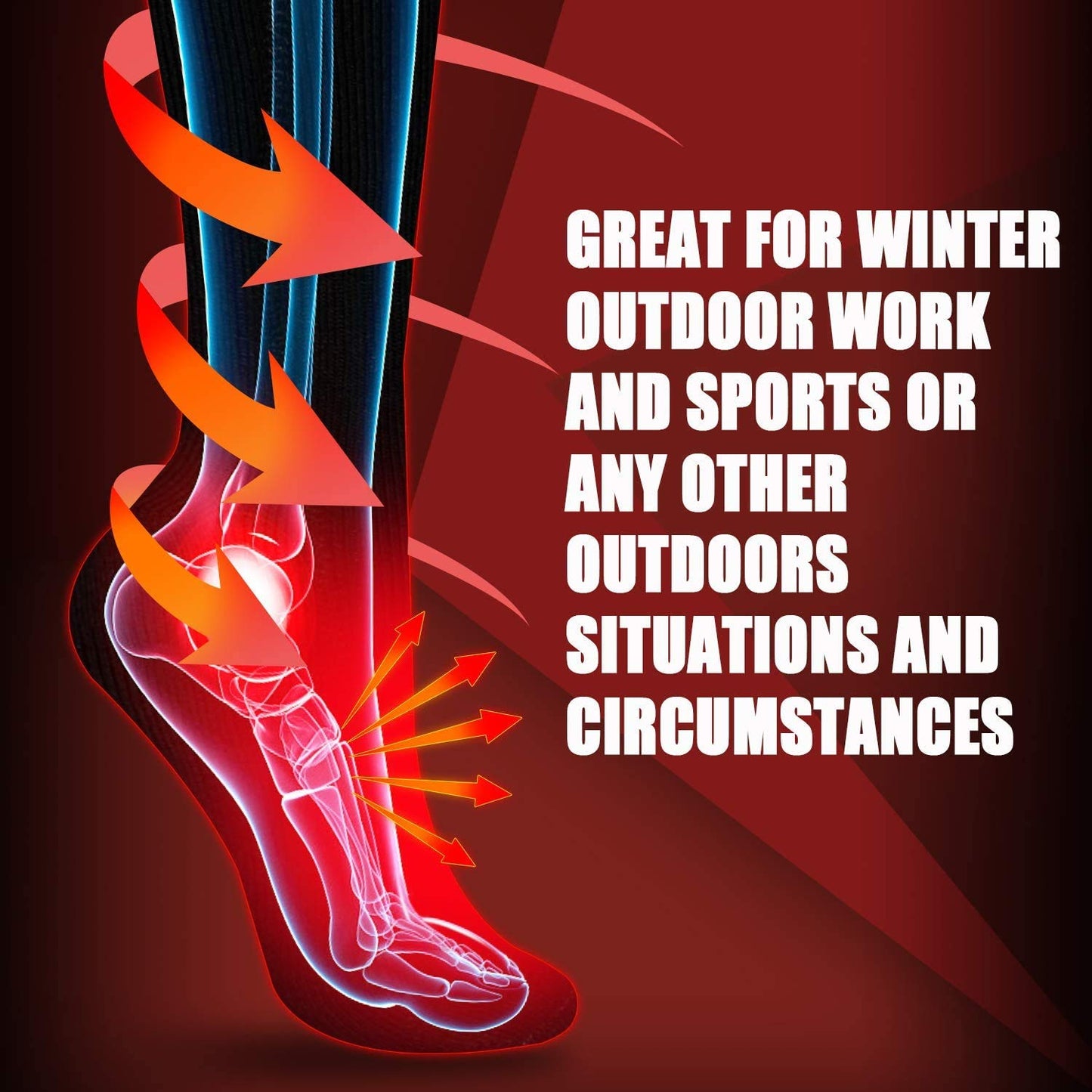 WISSBLUE Heated Socks, Heated Socks, 4000 mAh Rechargeable Warm Socks for Sports Outdoor Camping Hiking. Warm Winter Socks for Men and Women.