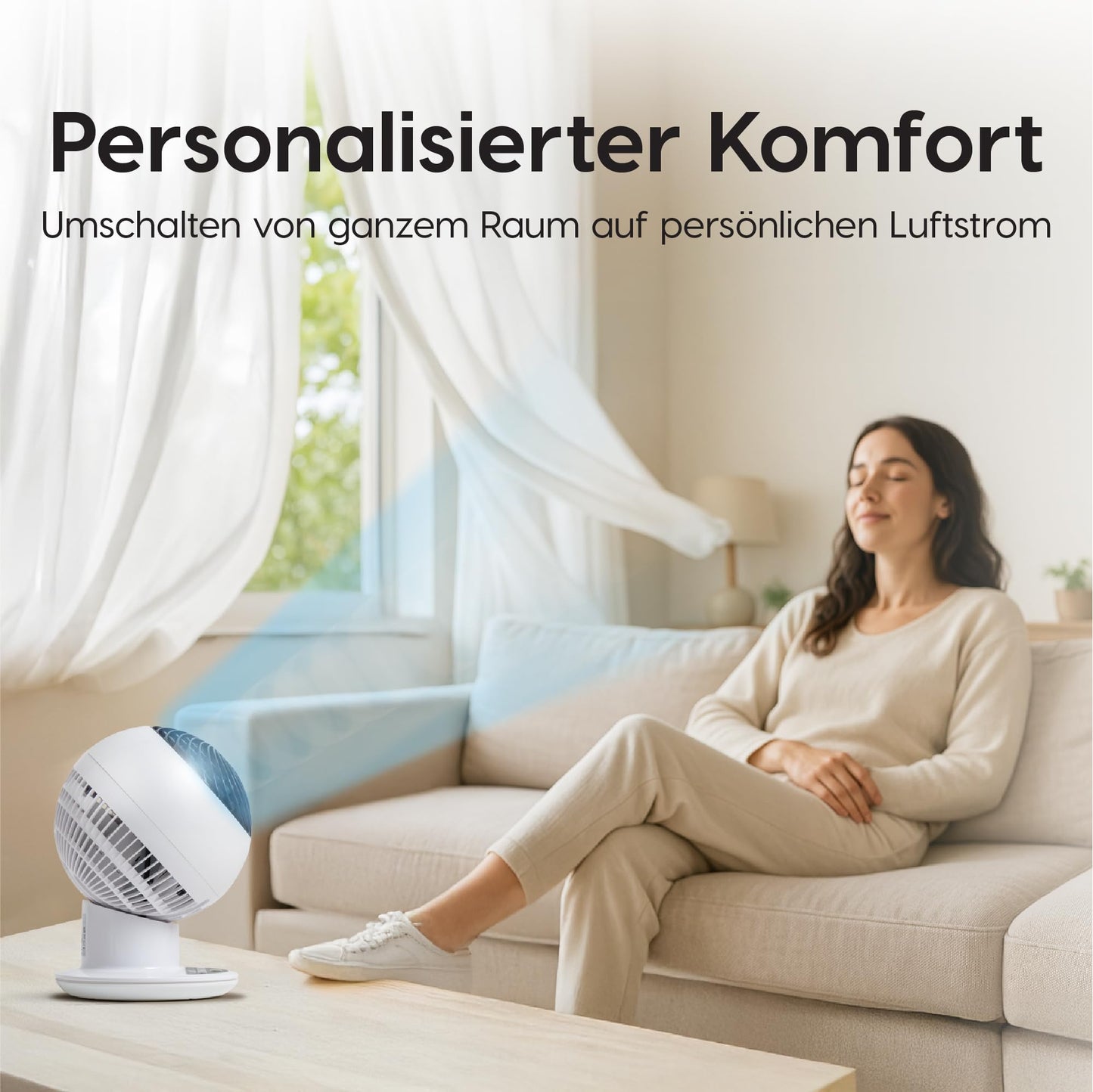 Iris Ohyama Woozoo, 30m², Fan, White, 5 speeds, Remote control, Oscillating, quiet, Table Fan, Desk Fan, Floor Fan, portable, Cooling, PCF-SC15T
