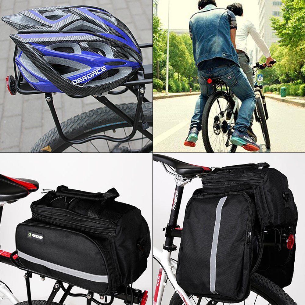 Bike rack 24-29 inch, Adjustable mountain bike luggage carrier, Universal lightweight aluminum alloy bicycle rack with a maximum load capacity of 100kg, Rear rack with reflector.