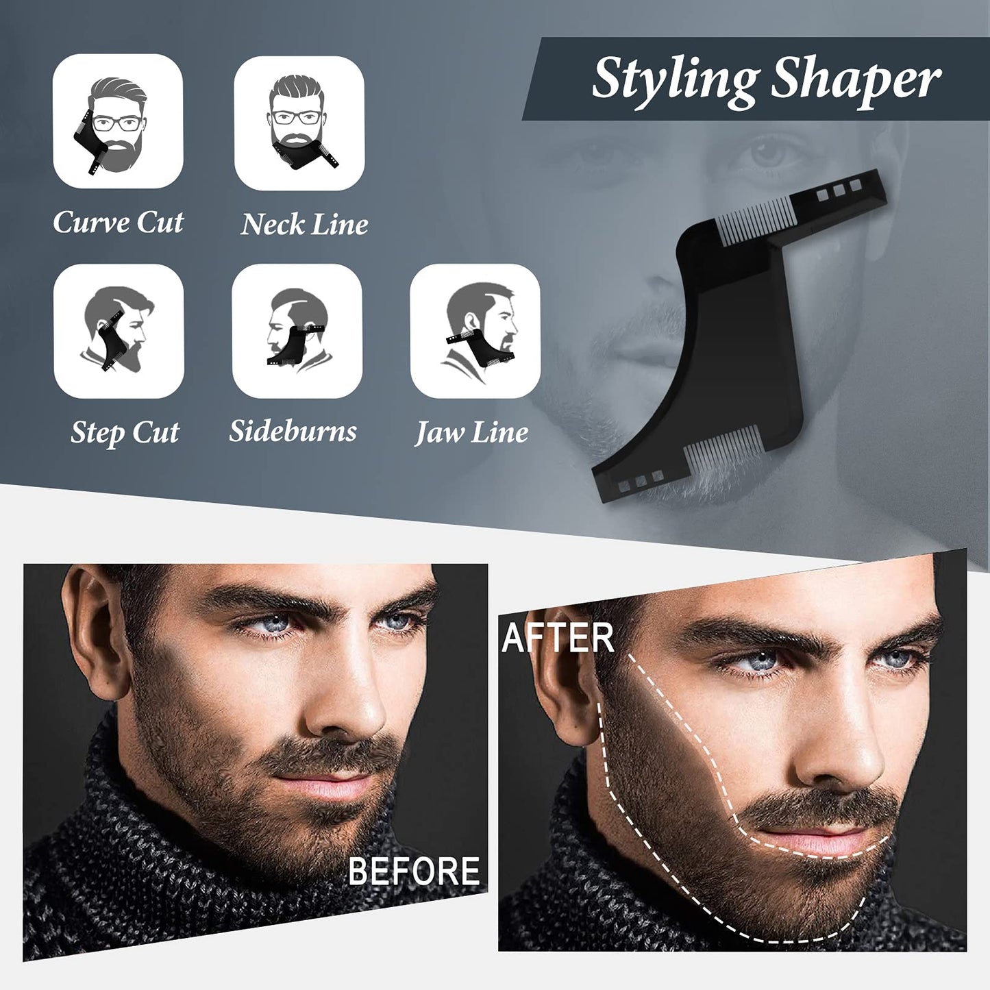 Beard grooming set for men, Oukzon 10 in 1 Premium Beard Gifts for Men - 60ML Beard Shampoo, 60ML Beard Conditioner, Beard Oil, Beard Balm, Beard Comb, Beard Brush, Beard Scissors, Beard Stencils, Travel Bag.