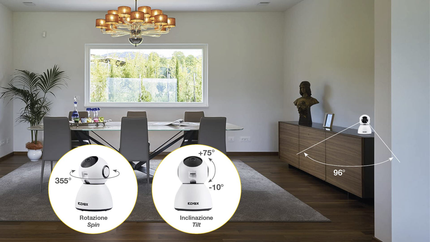 Vimar 46239.040A WiFi motor color camera compatible with Alexa, HD resolution 1080, motion sensor functions and sending notifications, "View Product" app for Android and iOS.