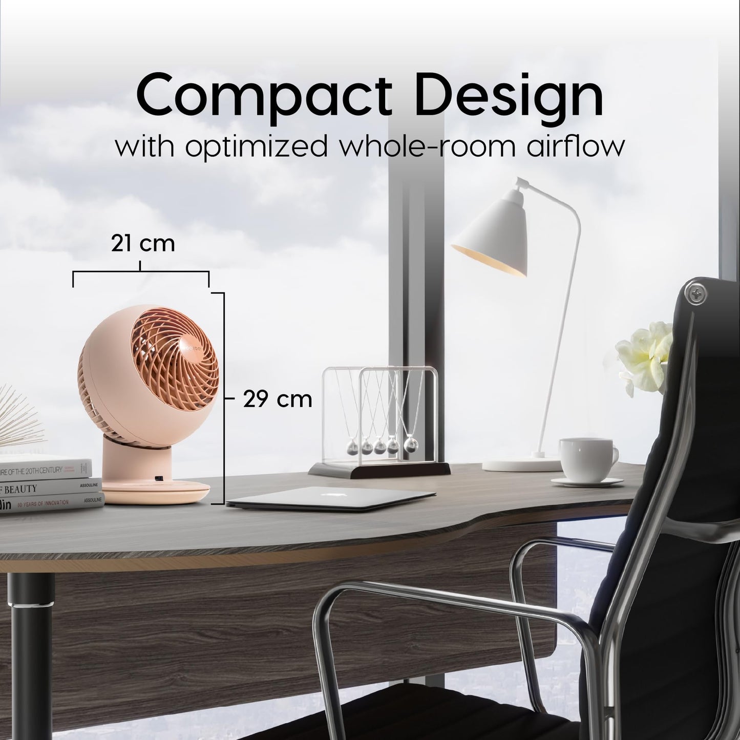 Iris Ohyama Woozoo, 30m², fan, matte pink, 5 speeds, remote control, oscillating, quiet, table fan, desktop fan, floor fan, portable, cooling, PCF-SC15T.