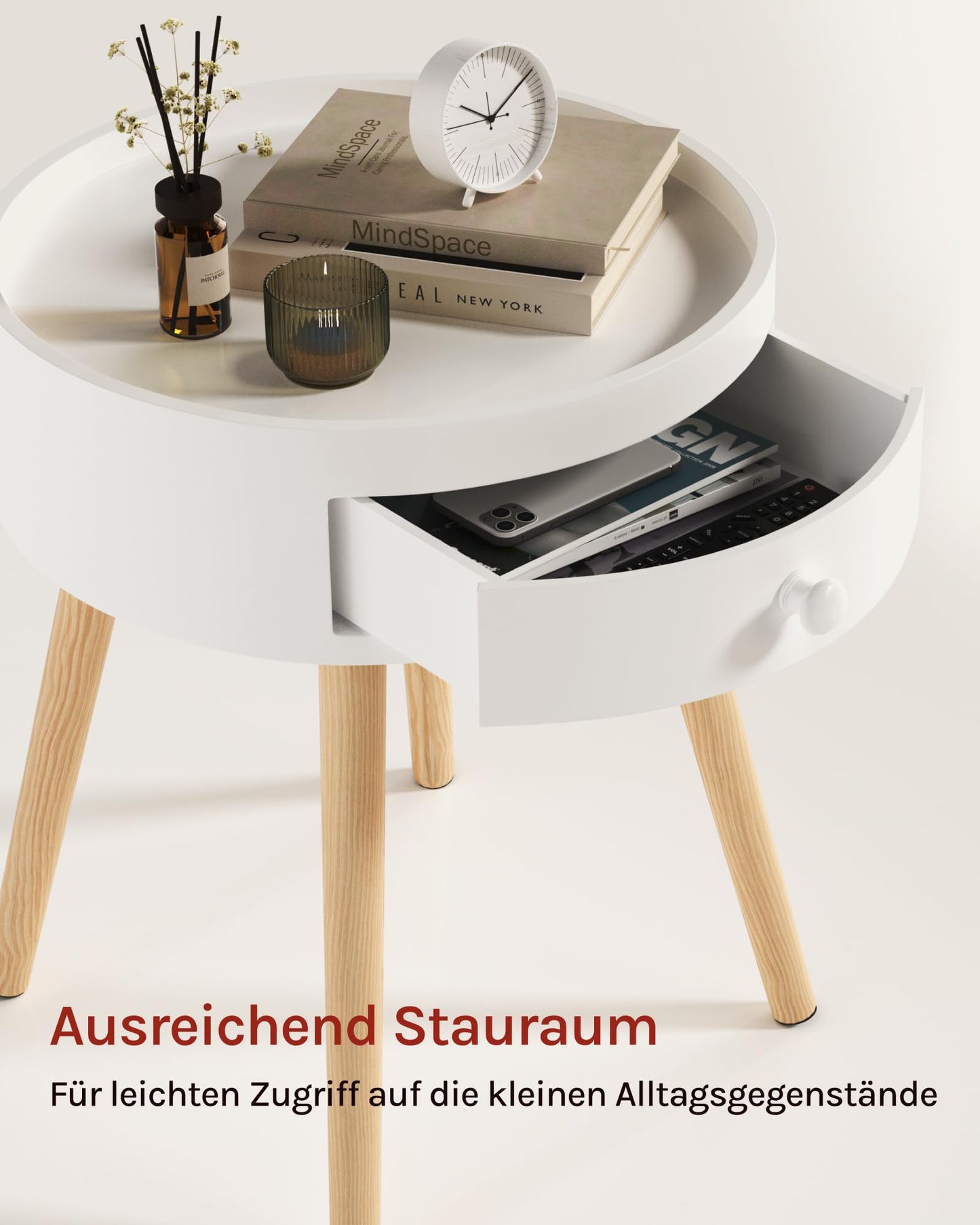 WOLTU Set of 2 Nightstands Bedside Tables Nightstands Side Table, with Drawer, with Legs, Wood, MDF, White, TS111ws-2