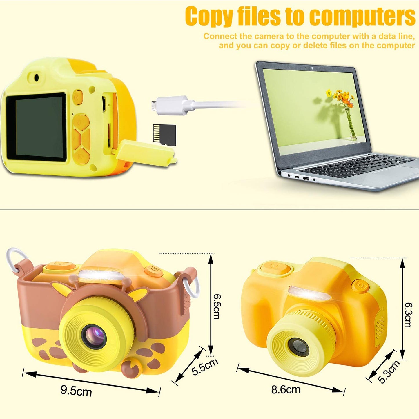 Kriogor Kids Camera, Digital Photo Camera Selfie and Video Camera with 16 MP/Dual Lens/2 Inch Screen/1080P HD/32G TF Card/9x Digital Zoom, Birthday Gift for Kids (Yellow)