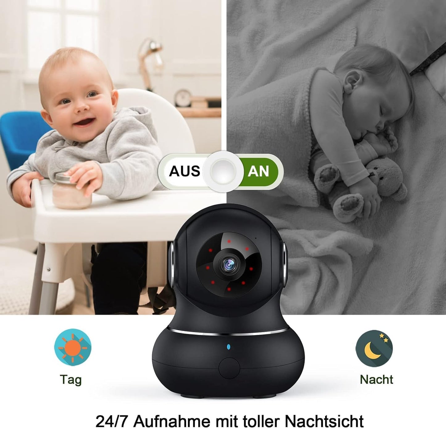 litokam Little elf Surveillance Camera 2 Pack, 2K Baby Monitor with Camera with motion detection, night vision, 2-way audio, WiFi Camera Surveillance Indoor for dogs, pet camera with app, Alexa