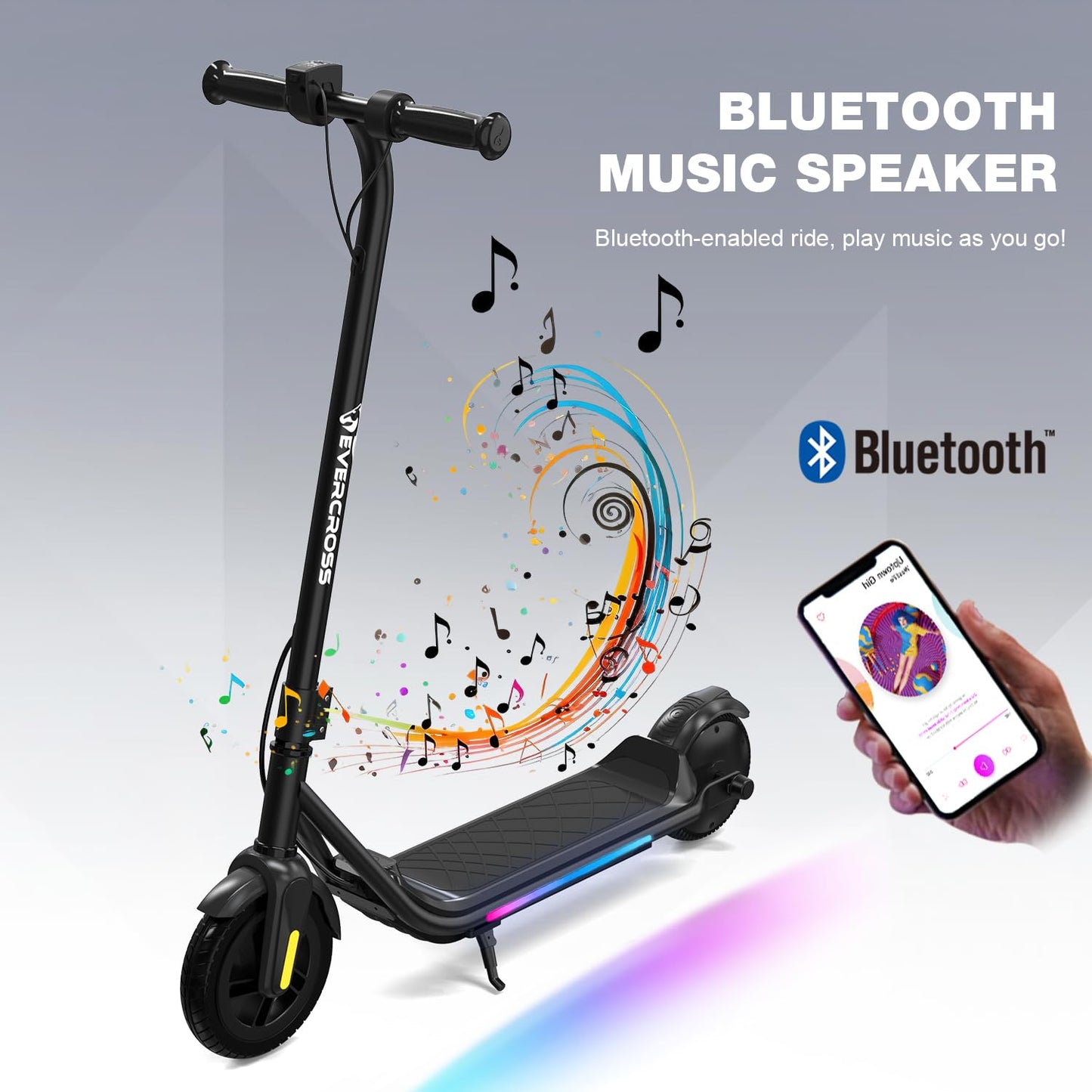 EVERCROSS E6 Electric Scooter for Kids, 7" Lightweight E-Scooter for 6-12 years old, Electric scooter with a range of up to 15 km and 7 colored lights, 3 speed modes (8, 12, 16 km/h)
