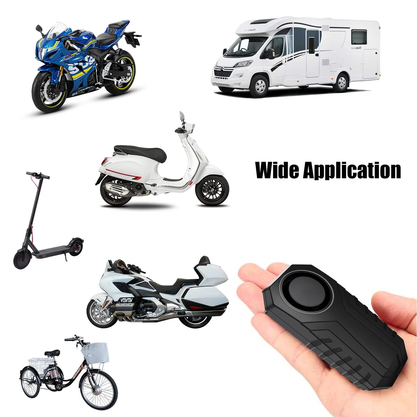 NineLeaf bicycle alarm with remote control, anti-theft bicycle alarm system for motorcycle, car, scooter, wireless vibration detection, 113dB super loud anti-theft protection.