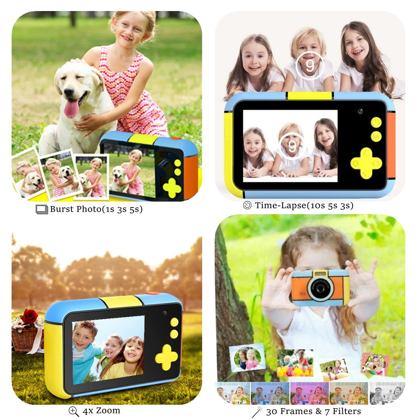 YunLone ToyZoom, 24MP, digital camera, 1080P HD camcorder, dual lens, selfie mode, comes with 32GB SD card, 2.4 inch screen, great birthday gift.