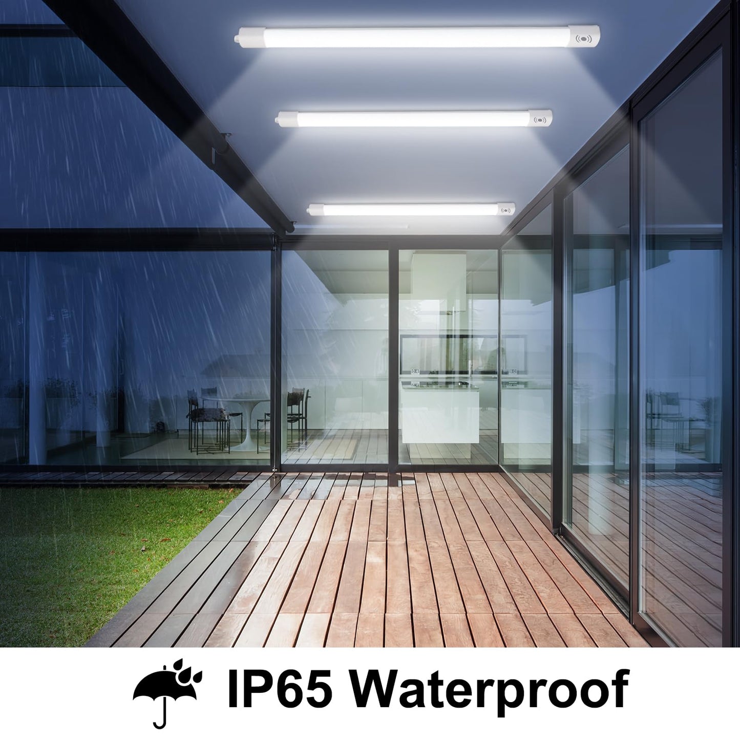 LEOEU 36W LED moisture-proof luminaire with motion sensor, 3950LM 120CM LED tube, IP65 waterproof basement luminaire, ceiling light with motion sensor for office hallway stairs garage storage room, 4000K