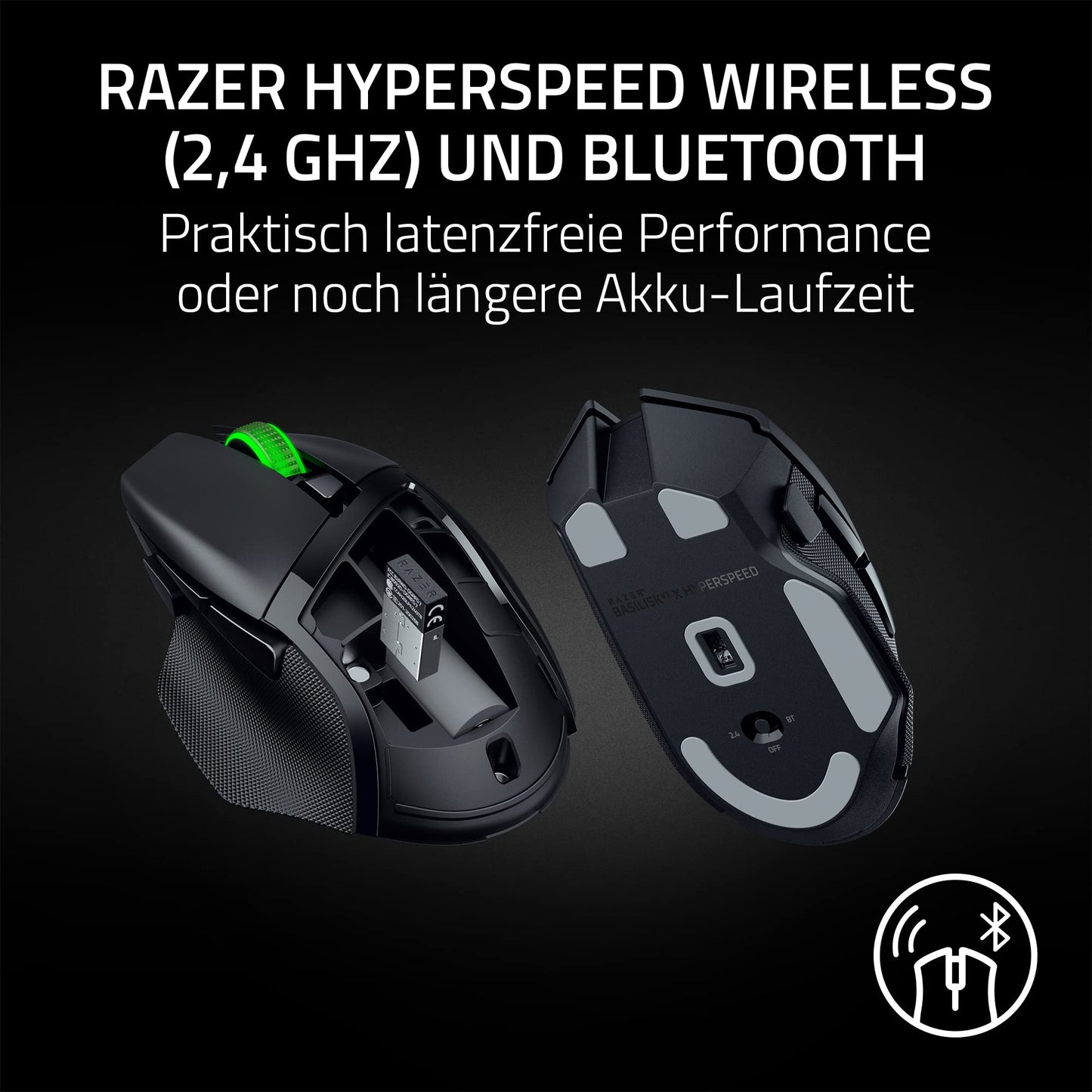 Razer Basilisk V3 X HyperSpeed - Wireless Gaming Mouse (Iconic Ergonomic Shape with 9 Customizable Controls, HyperSpeed Wireless, 5G Advanced 18K Optical Sensor, Chroma RGB) Black