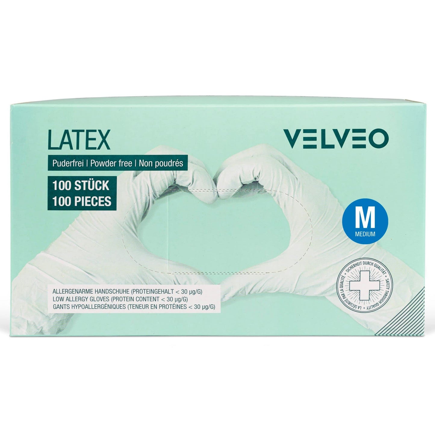 1,000 pieces of latex examination gloves, size selectable: S, M, L, XL Disposable gloves 10 boxes of 100 pieces each size M