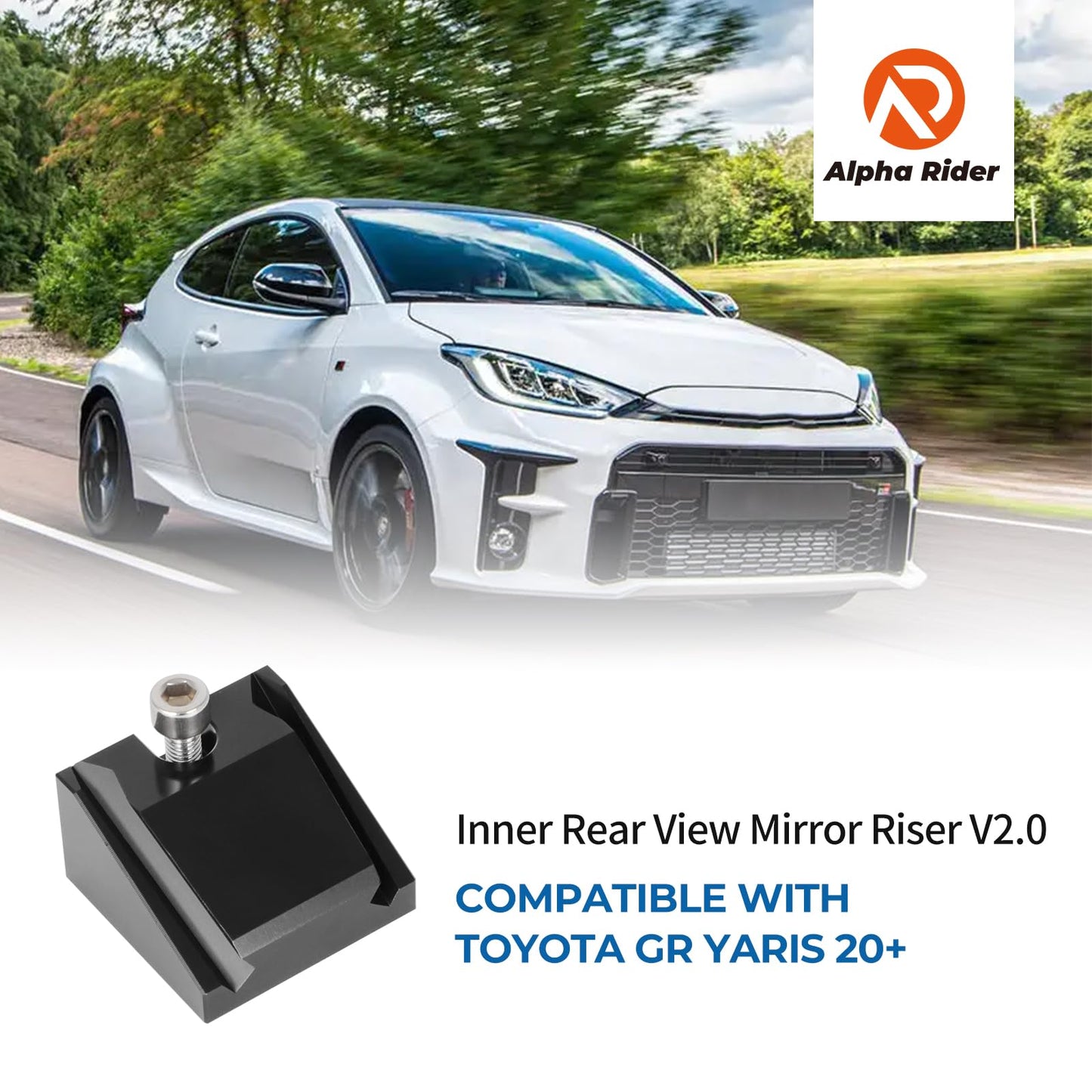 Alpha Rider car rearview mirror riser for Toyota GR Yaris 20+, aluminum mirror extension rearview mirror adapter kit riser.