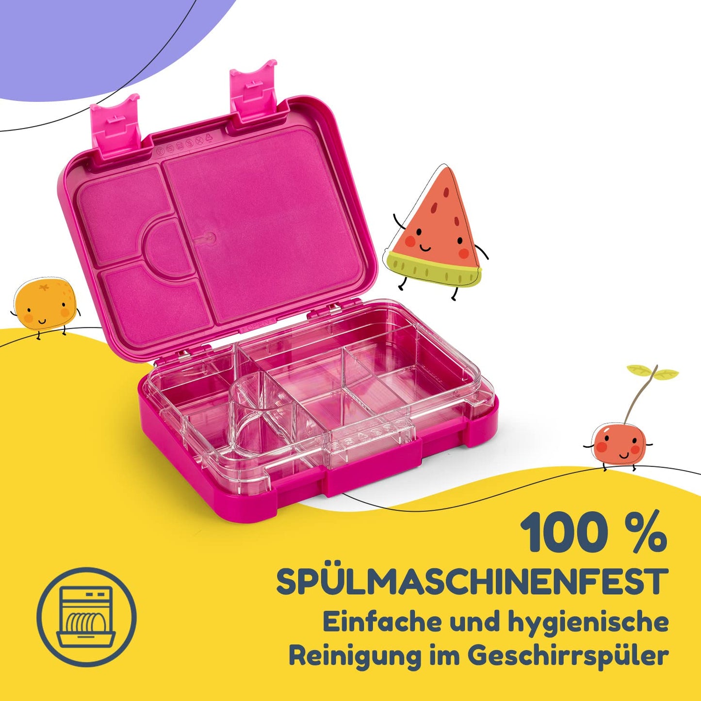 Junior Lunchbox lunchbox snack box | with additional container | child-friendly | leak-proof | 4 or 6 portion compartments | suitable for liquid food dishwasher safe | BPA-free | plastic