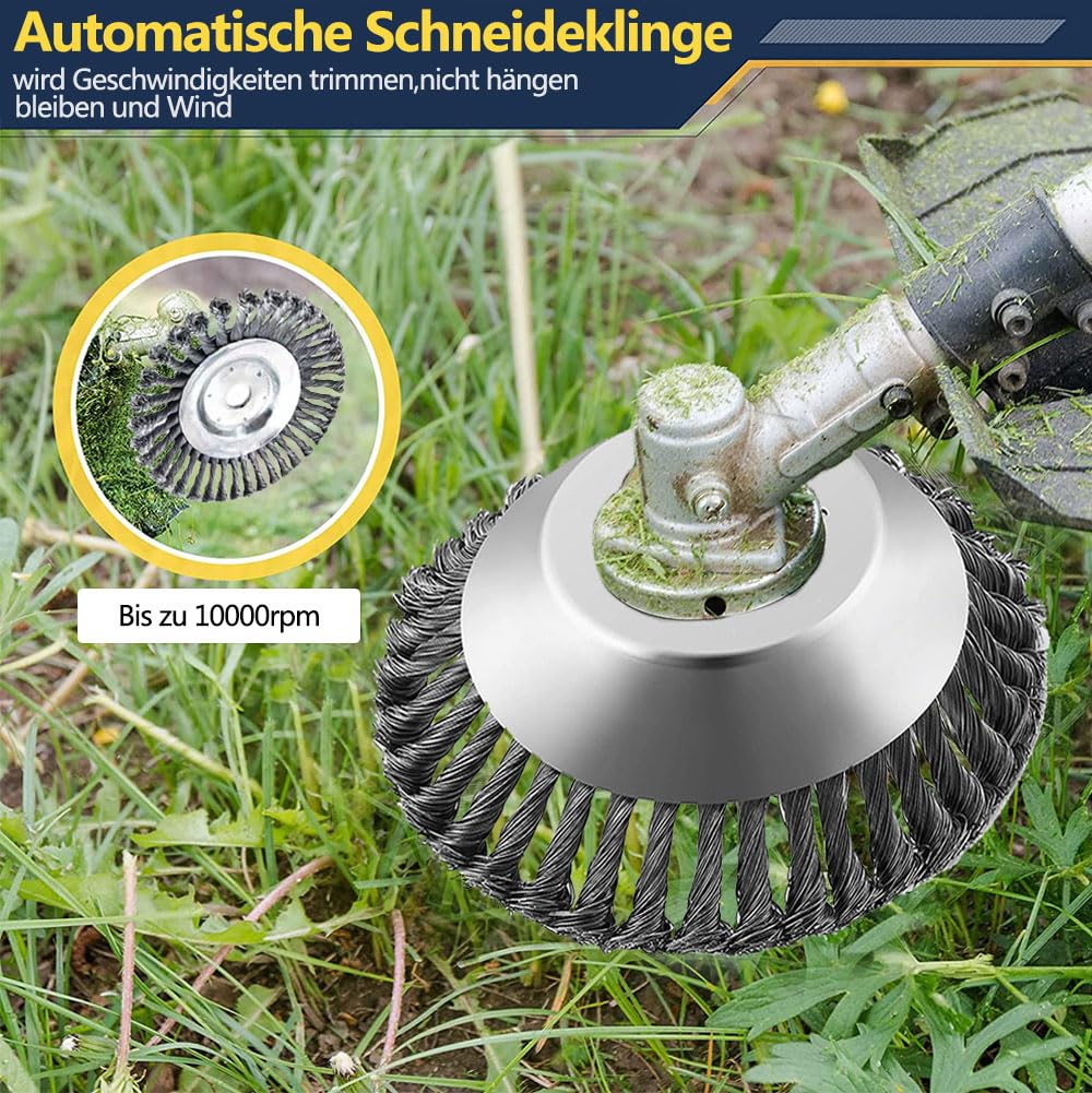 2 pieces Weed Brush for Lawn Trimmer, Professional Weed Brush for Brush Cutter with 25.4mm Mounting Hole, Weed Brush for String Trimmer, Wire Brush for Brush Cutter Including Installation Accessories.