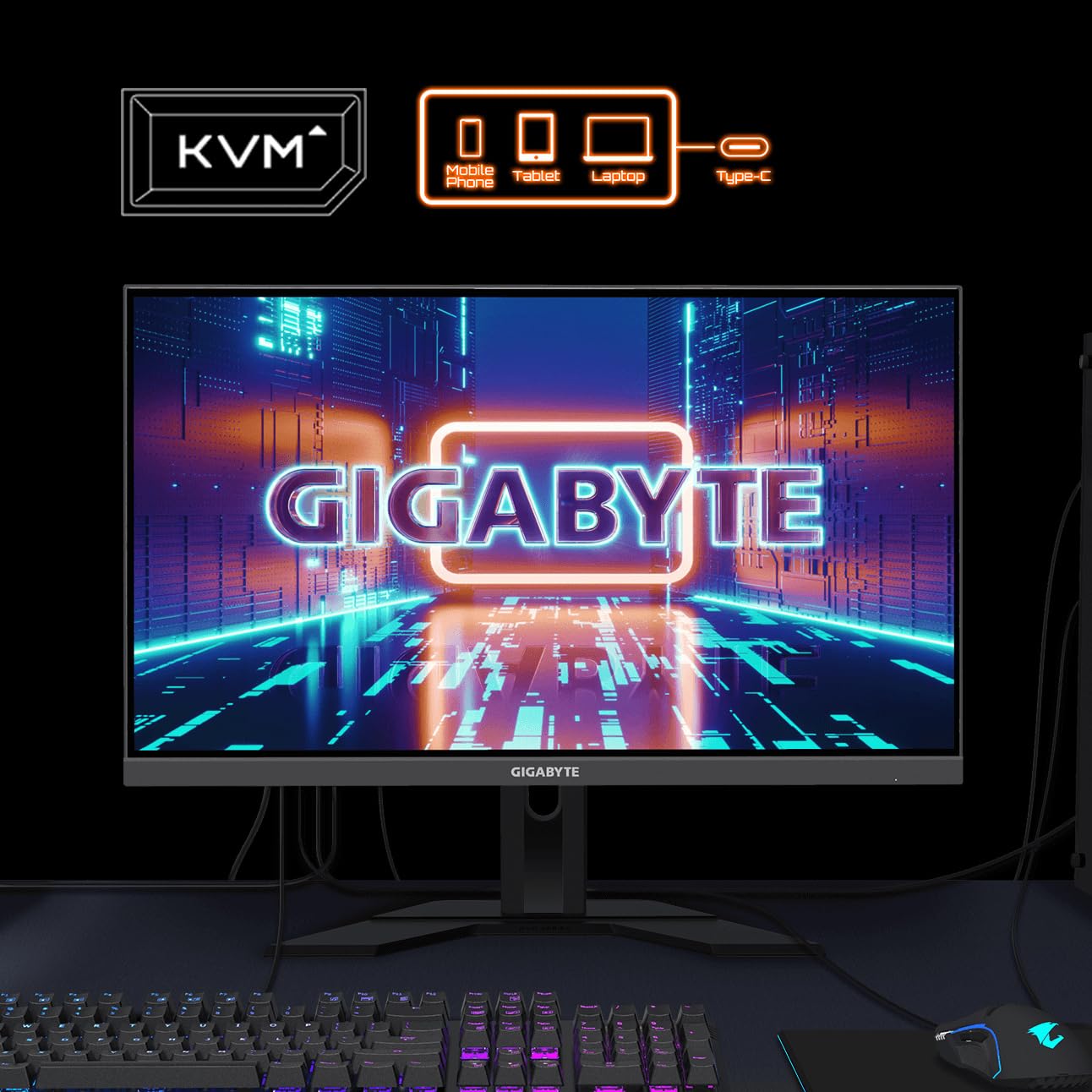 GIGABYTE M27Q 27" QHD Gaming Monitor - 2560 x 1440, 170Hz, 0.5ms, 350 cd/m², FreeSync Premium, Display HDR400, HDMI 2.1, DisplayPort 1.4