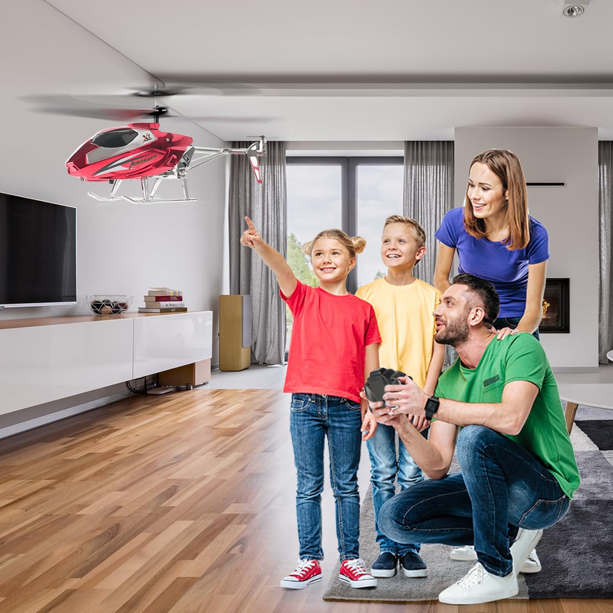VATOS RC helicopter for boys, 2.4G remote controlled helicopter with LED light for kids aged 12 and up, Fixed height, One-key start, RC aircraft for boys and adults