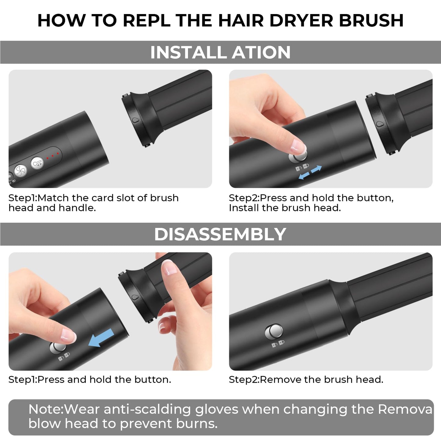 Airstyler 7 in 1, UKLISS 1400w Hair Styler Hot Air Brush, 30mm Air Curler, 3 Temperature Settings Hair Styler, Ion Blow Dryer Brush Set, for drying, curling, straightening hair.
