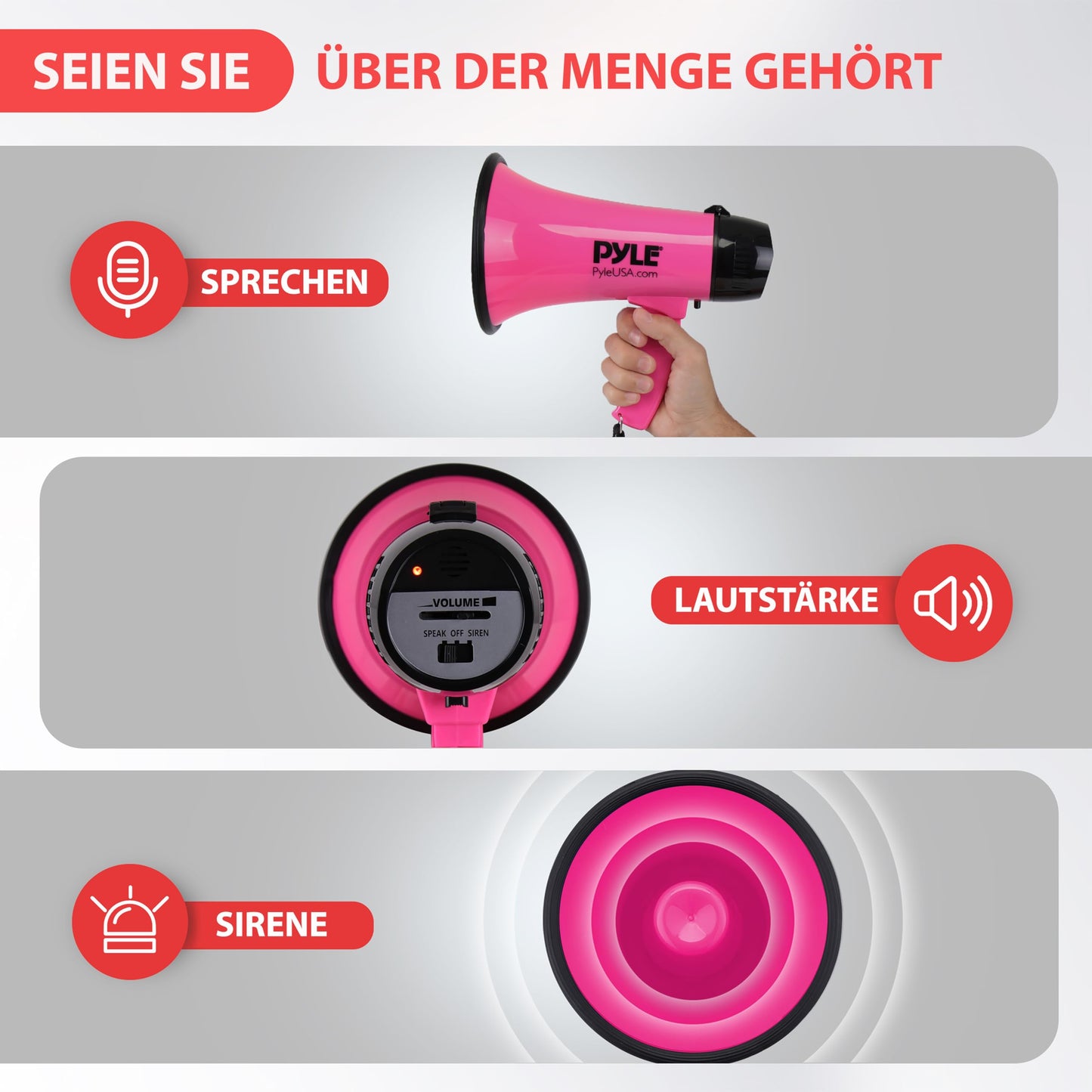 Pyle Megaphone with Siren, Signal Horn - Siren Megaphone - Mini Megaphone for Kids & Adults 20W, Foldable Megaphone with Siren & Microphone, Adjustable Volume & Battery Operated Range: 550m