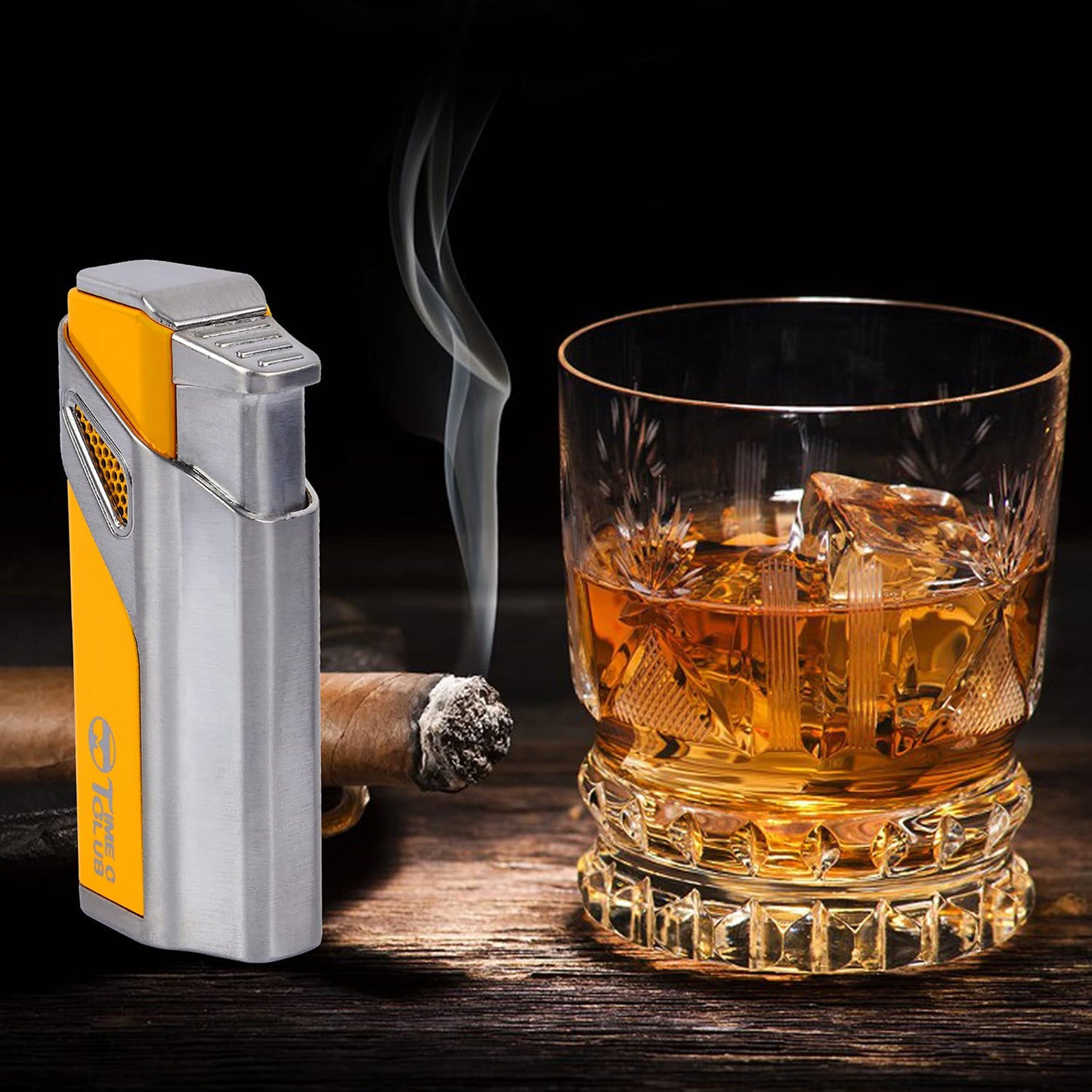 4-finger portable travel leather cigar case, cigar cutter, cigar humidifier with cigar cutter and humidifier, best man gift, birthday gift.