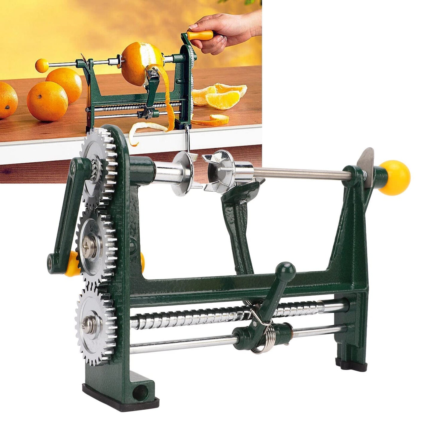 Apple peeler-corer, fast-peeling stainless steel fruit peeler. Peel oranges, lemons, pears, and peaches. Durable apple corer and slicer, perfect for fruit lovers.