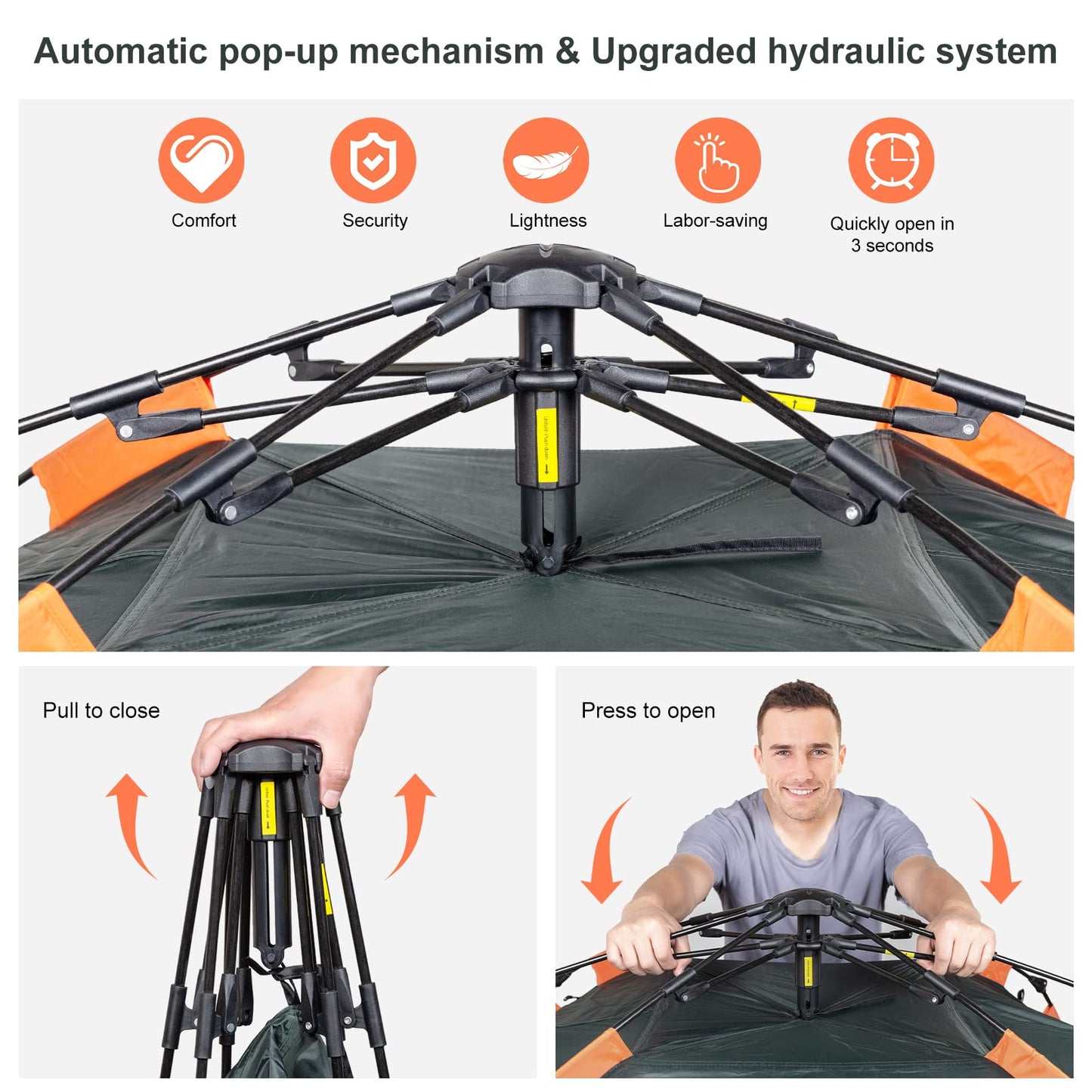 Amflip Camping Tent Automatic 2 Person Instant Tent Pop Up Dome Tent 4 Season Waterproof & Windproof Camping Tent with Detachable Outer Tent for Family Camping