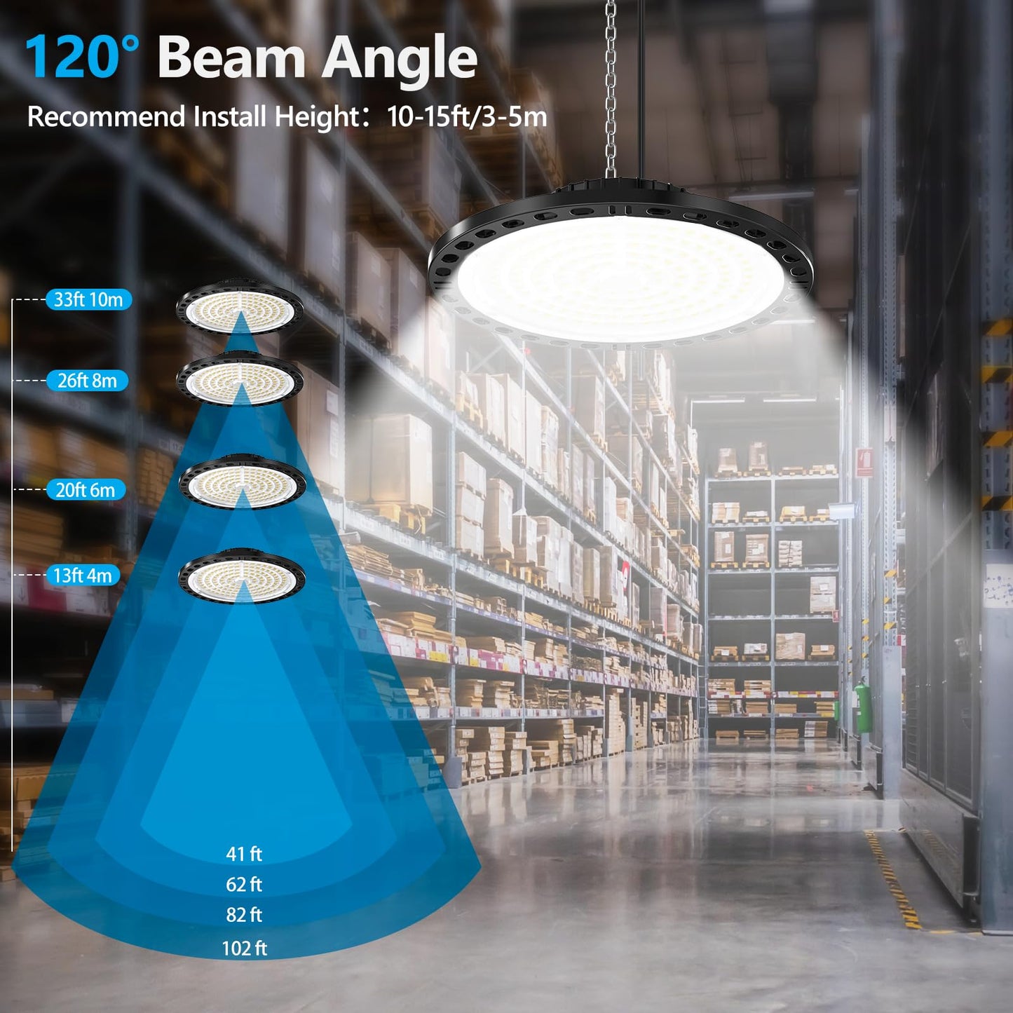TASINUO LED Workshop Ceiling Light 100W 2 Pack, 10000LM 7000K UFO Industrial Lamp Warehouse High Bay Light, IP65 Waterproof Basement Light, Garage Light LED Floodlight for Factories Garage Warehouse.
