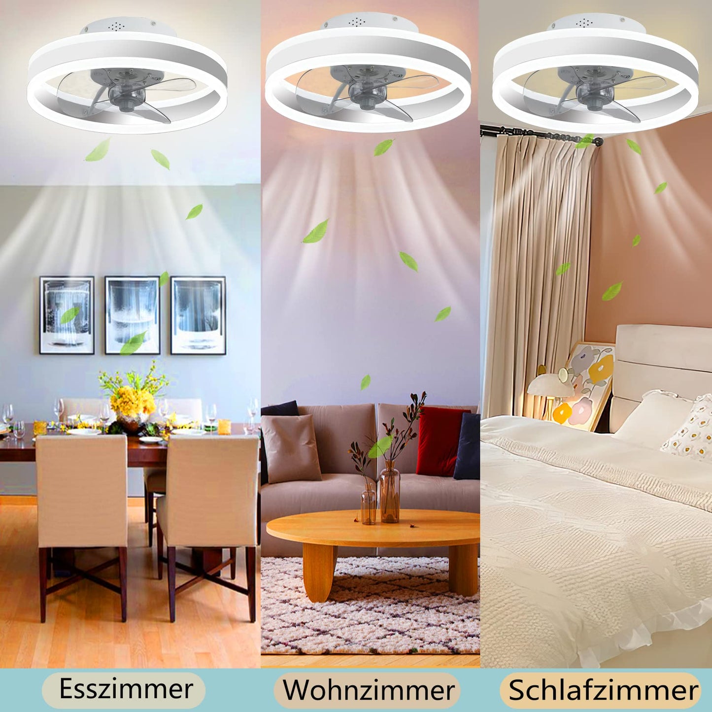 Wildcat ceiling fan with lighting, LED ceiling light with fan 48W ceiling lamp, 3 color temperatures (3000-6500K) & 6 fan speeds, Quiet ceiling fan light...