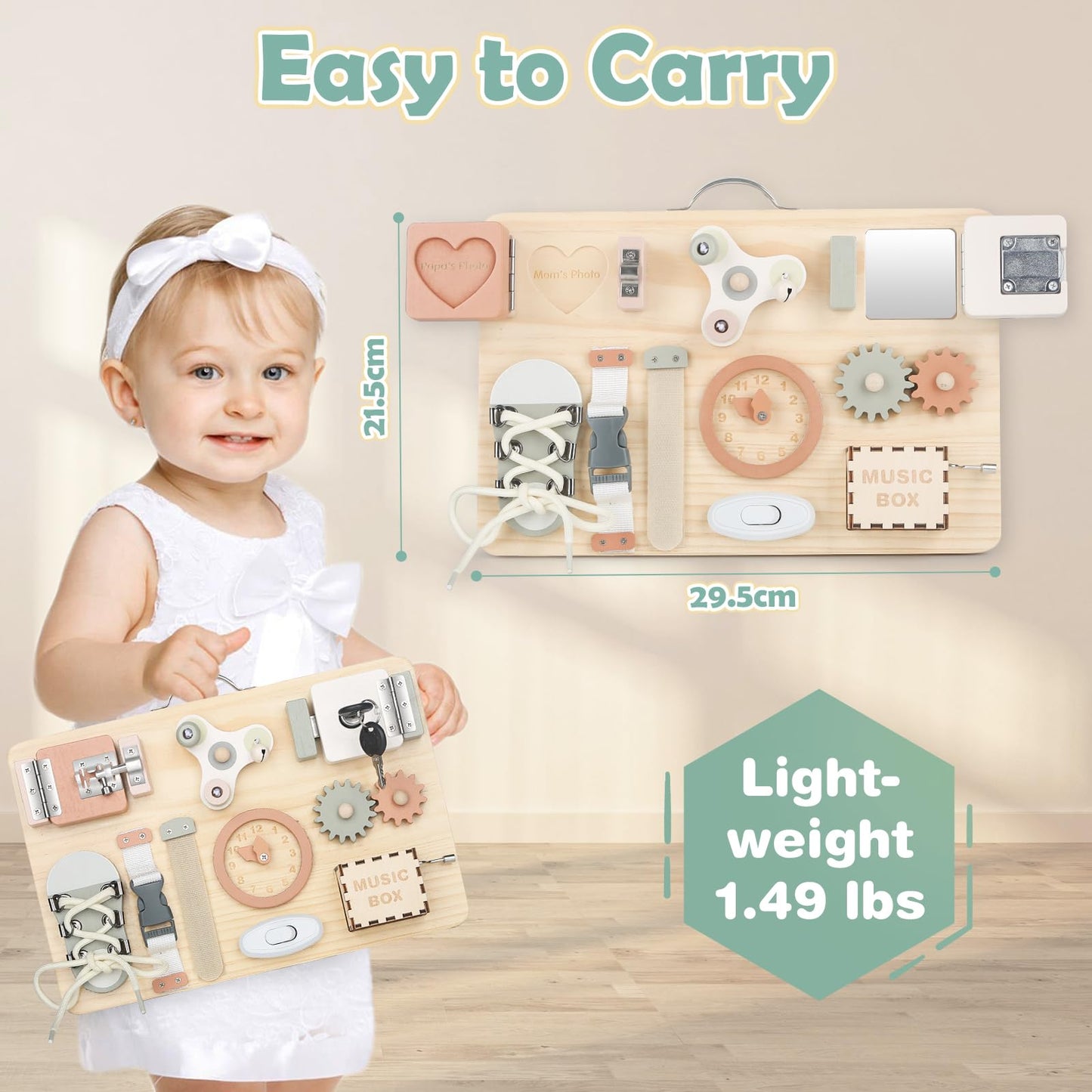 Joyreal Montessori Activity Board - Busy Board Motor Skills Montessori Toy Board Motor Skills Toy Sensory Board